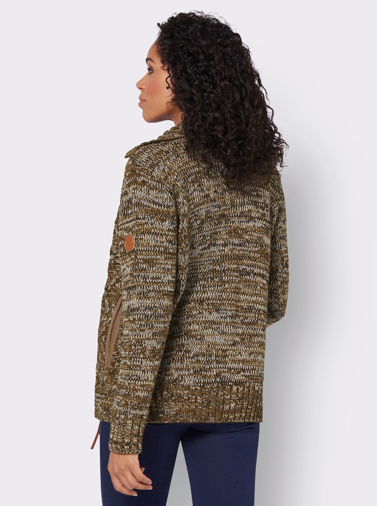 Strickjacke - braun-meliert