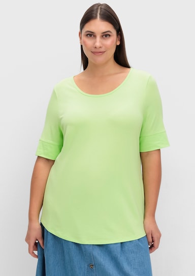 T-Shirt mit zweilagigem Ärmelbündchen - kiwi