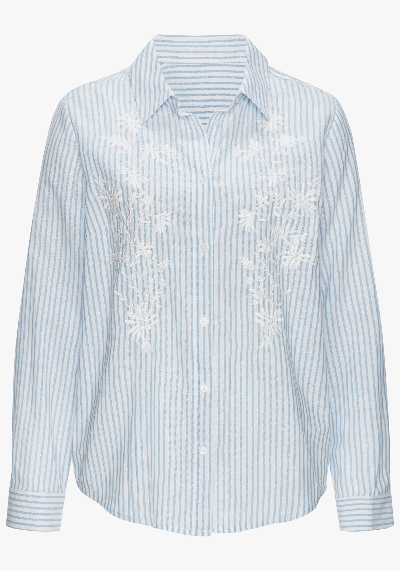 LASCANA Langarmbluse - blau-creme gestreift