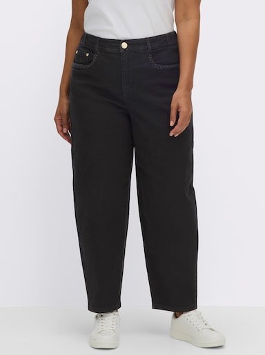sheego Jeans mit Barrel-Leg und Flechtdetail - black denim
