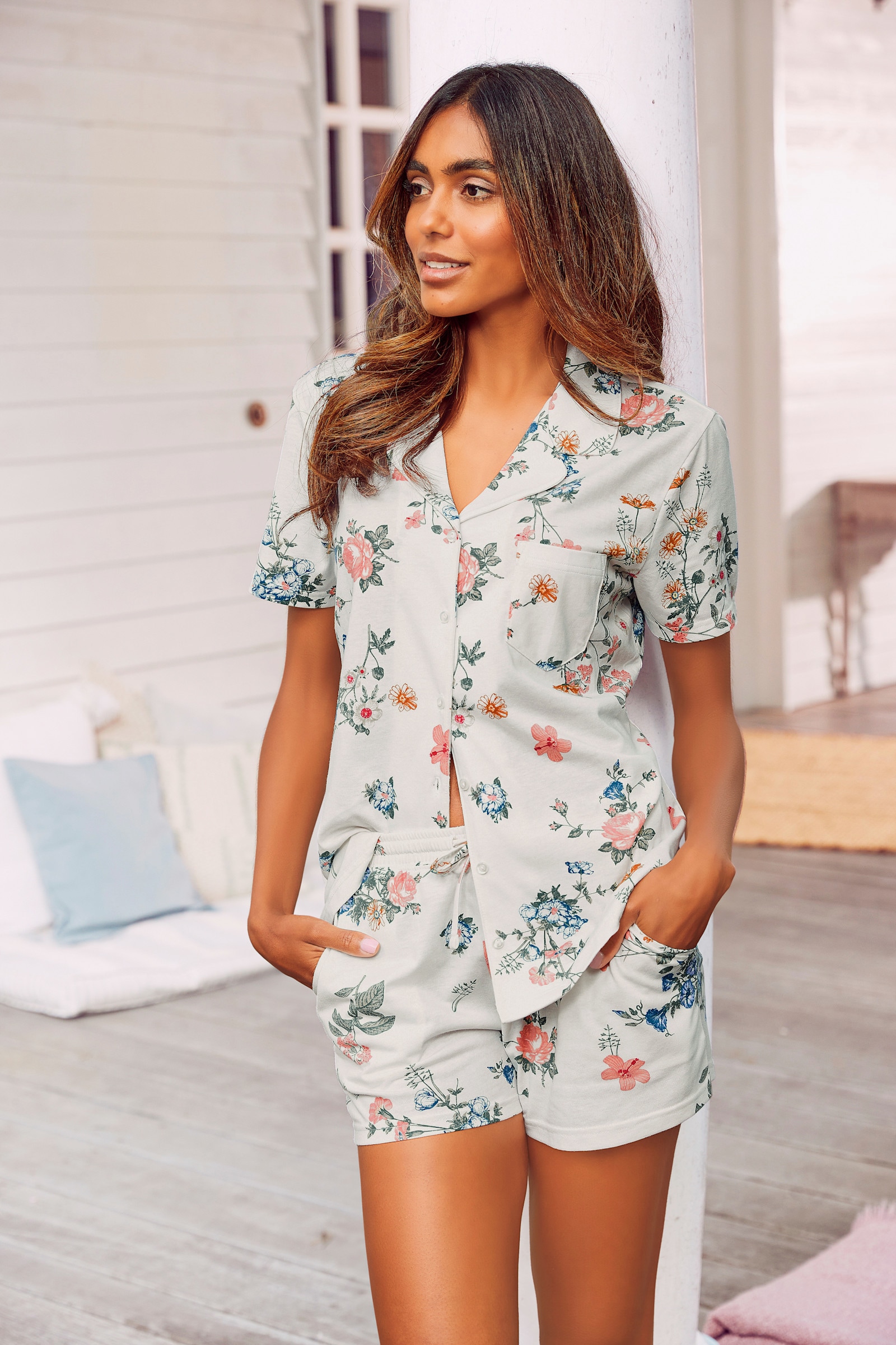 Vivance Dreams Shorty - ecru-allover-geblümt