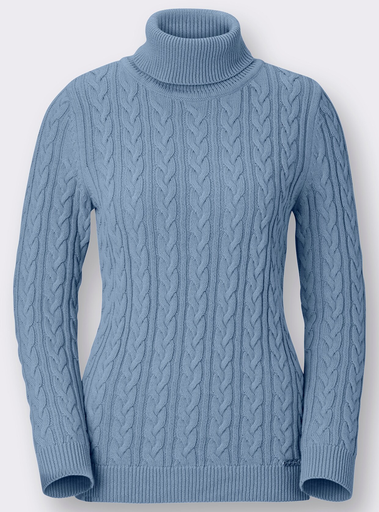 Rollkragenpullover - taubenblau