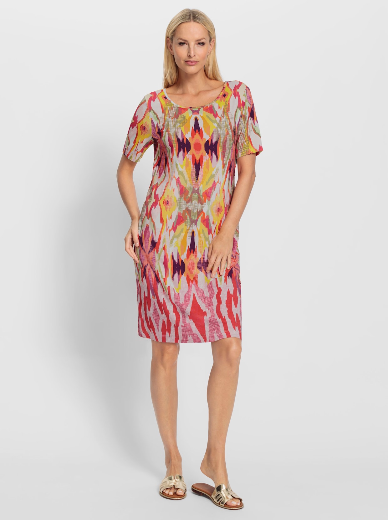 heine Robe en jersey - orange-fuchsia imprimé