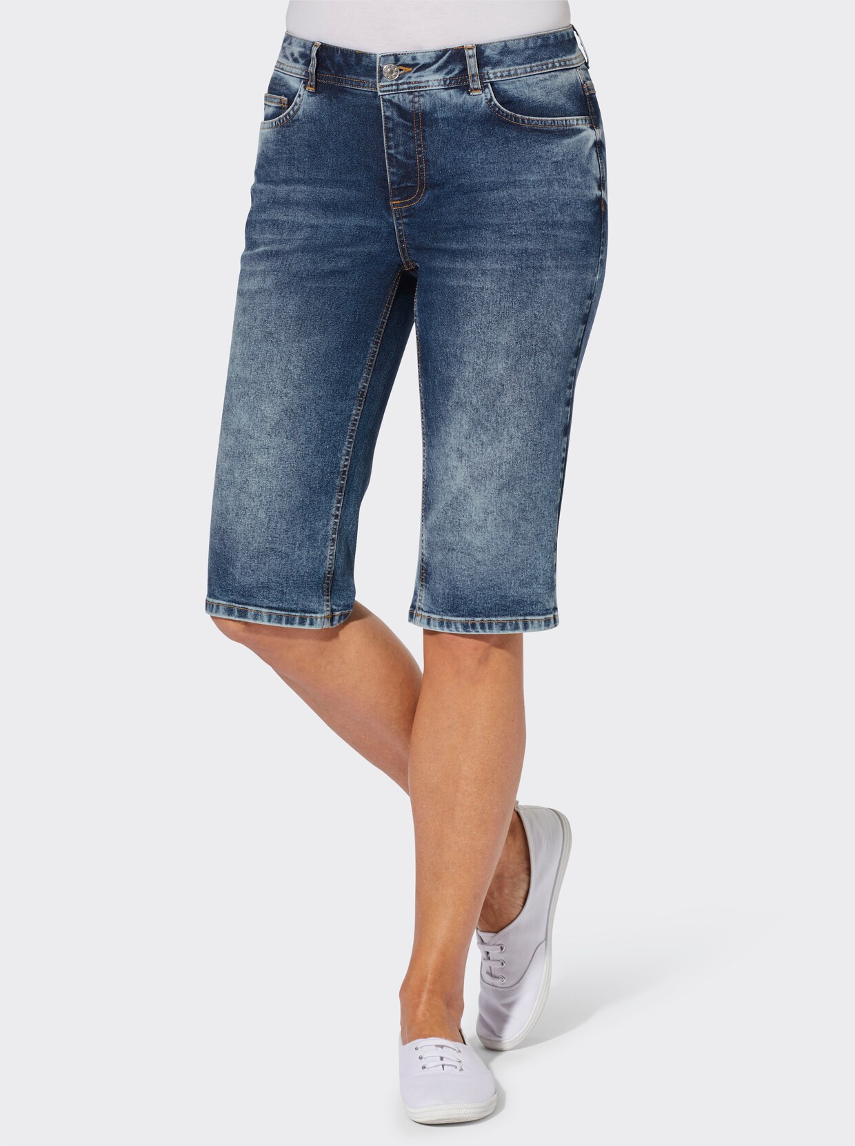 Jeansbermudas - blue-stone-washed