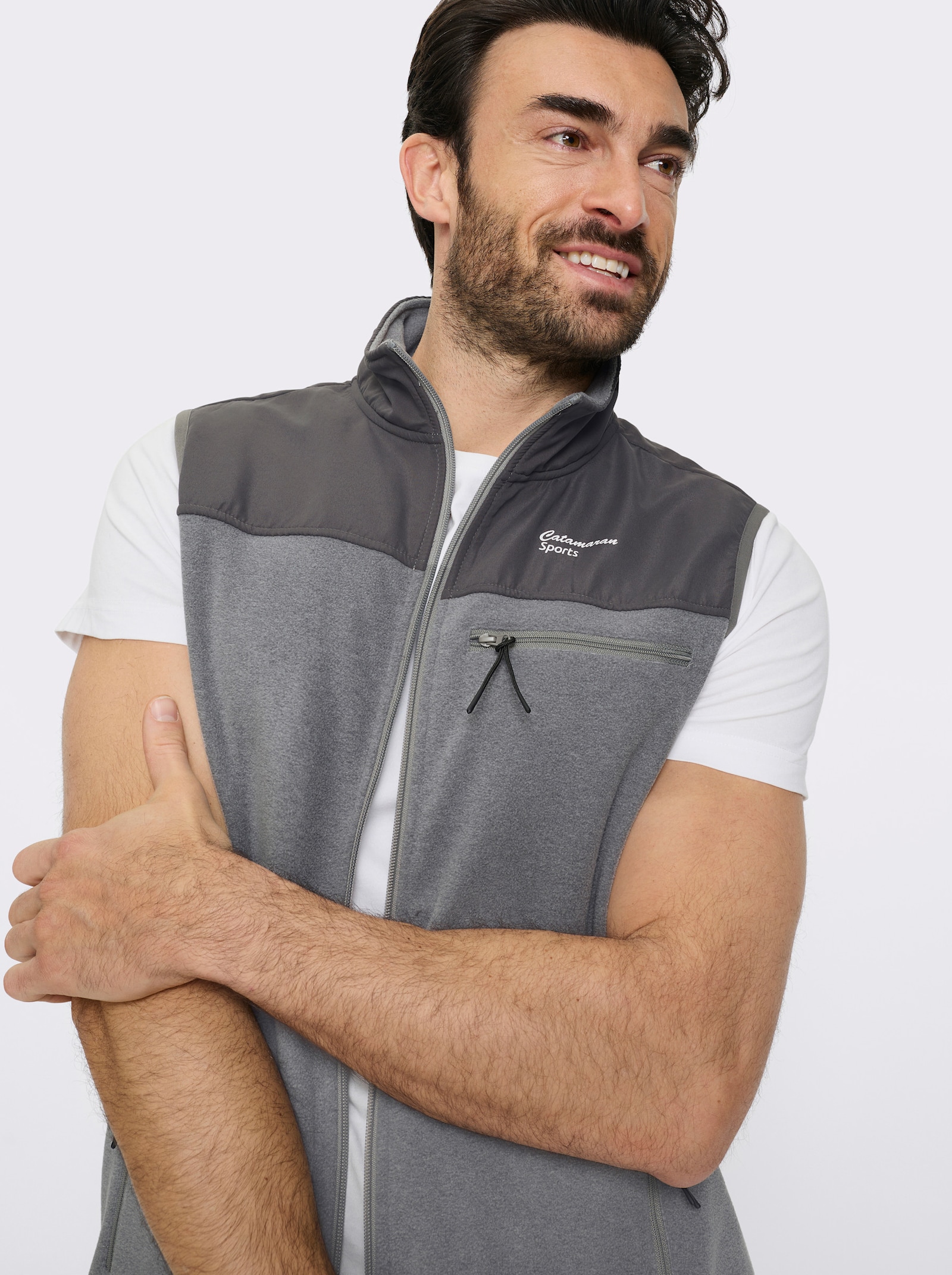 Catamaran Sports Fleeceweste mit 2-Wege-Reißverschluss - grau-meliert-anthrazit