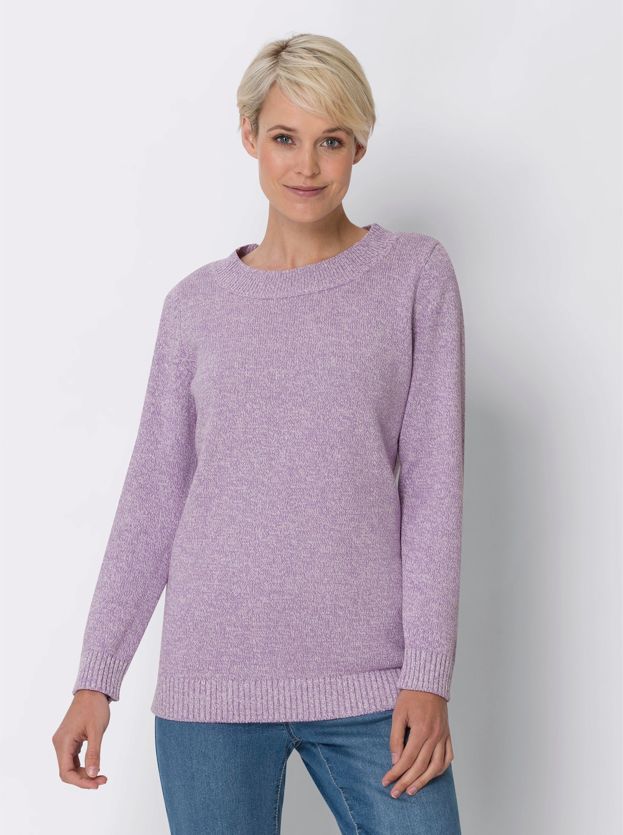 Pullover met ronde hals - vijg gemêleerd