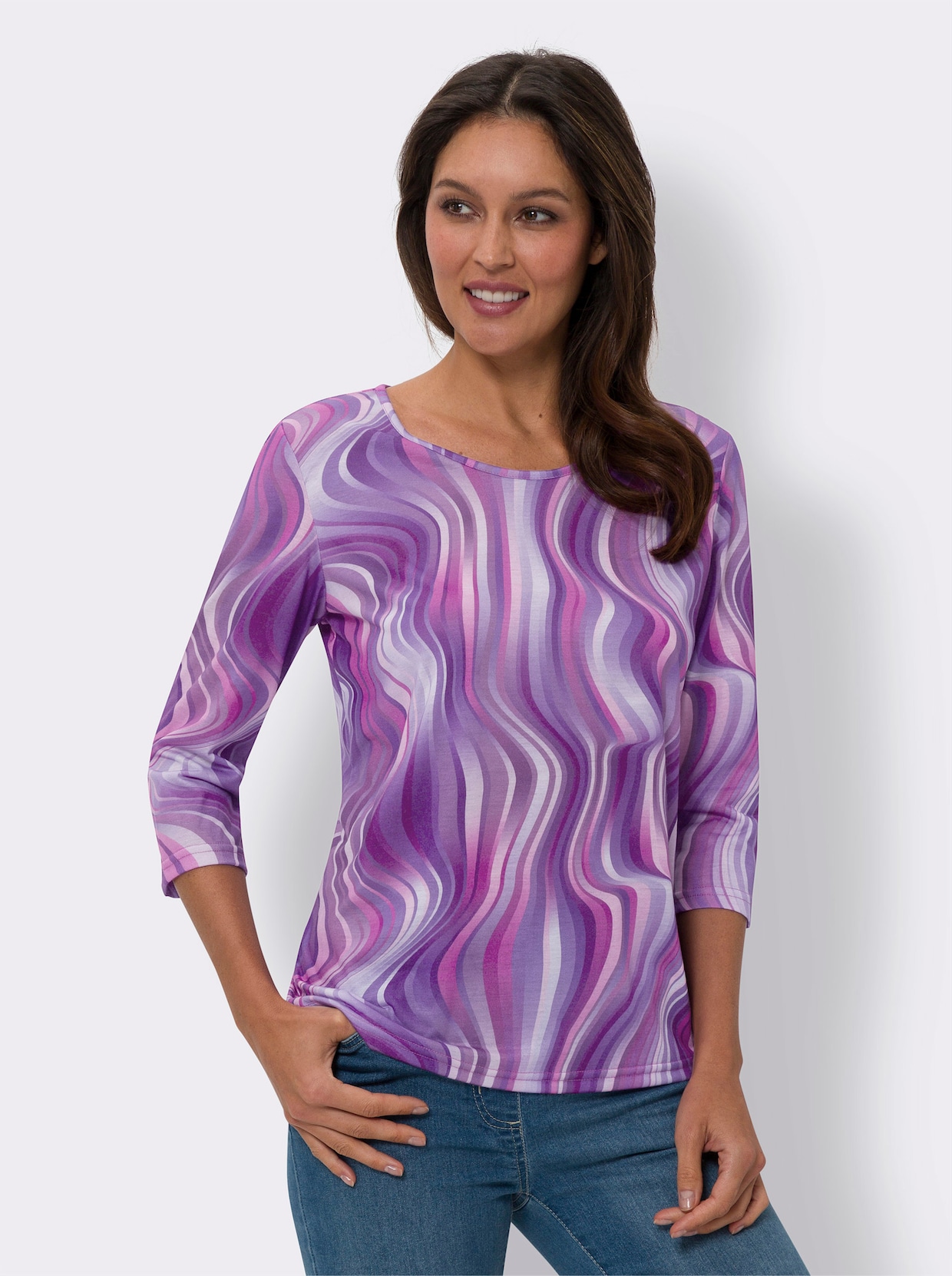 Langarmshirt - lila-fuchsia-bedruckt