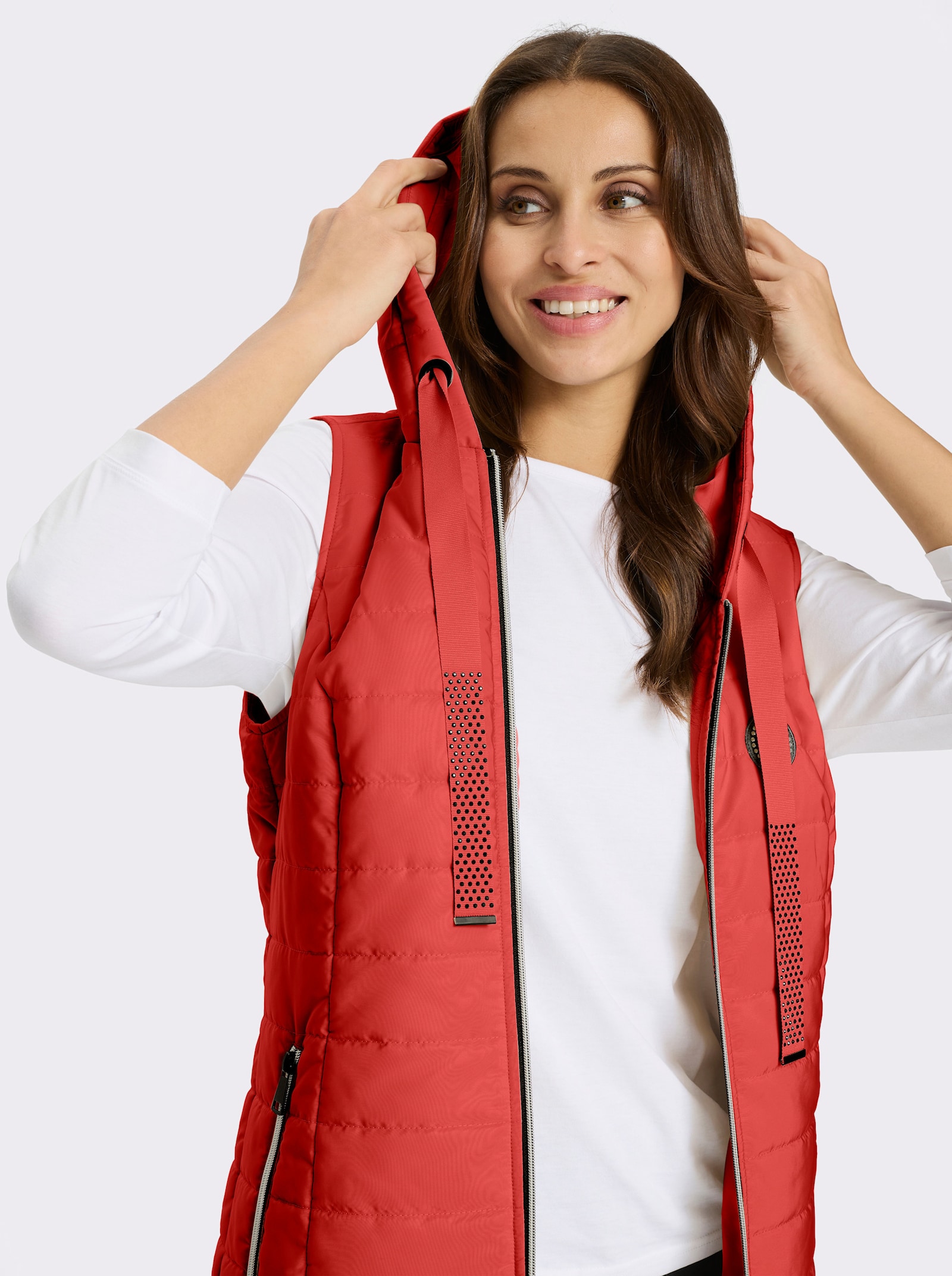 Longweste , auf Taillenhöhe weitenregulierbar - rot