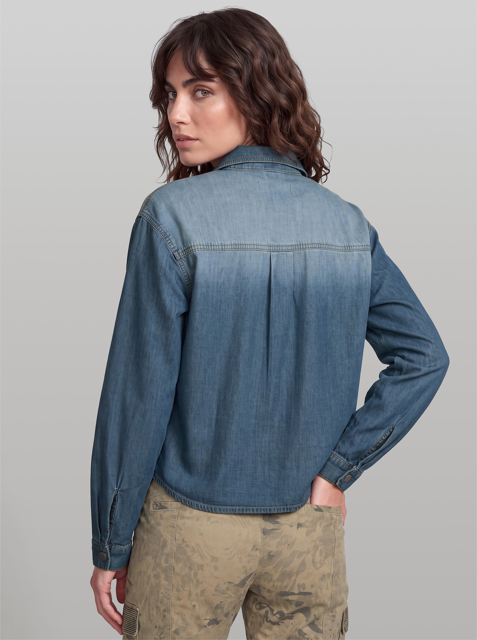 heine Jeansbluse mit Druckknopfleiste - blue-bleached
