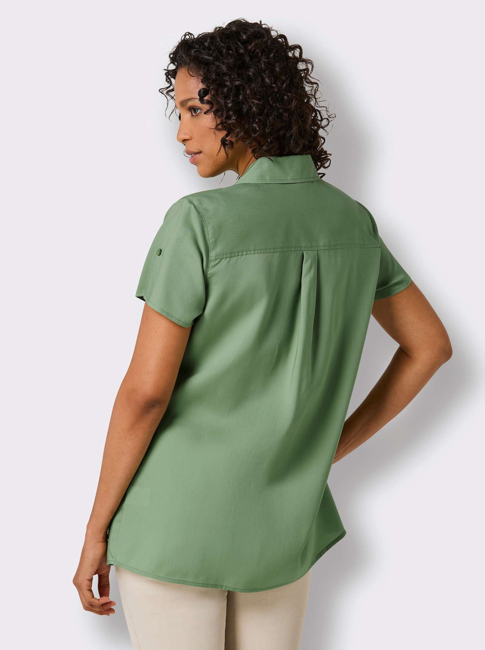 CREATION L PREMIUM Kurzarm-Bluse aus reinem Lyocell - eucalyptus