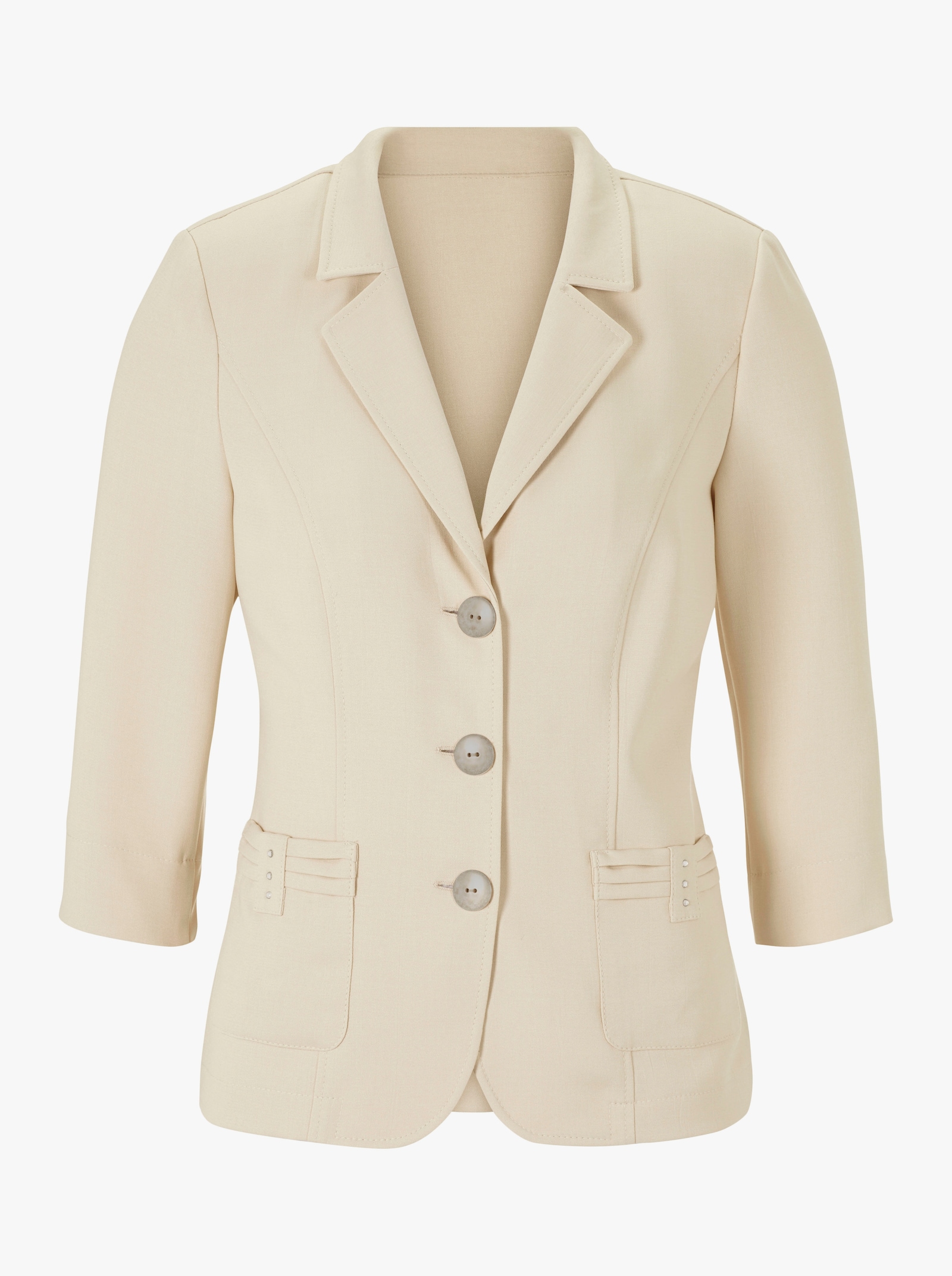 Blusenblazer mit Zierfalten und Glitzersteinen - elfenbein