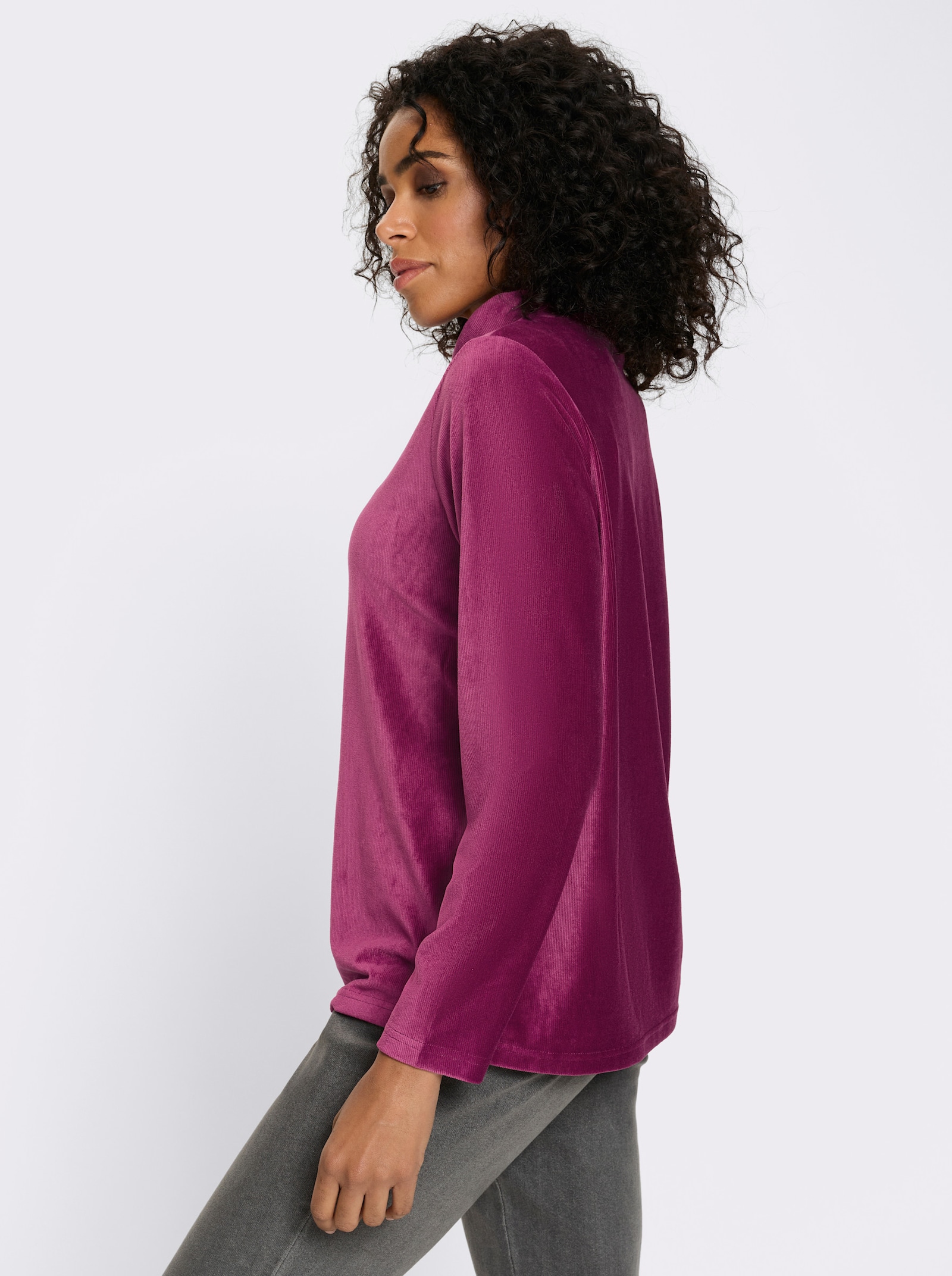 Shirt met lange mouwen van ribcord - malve