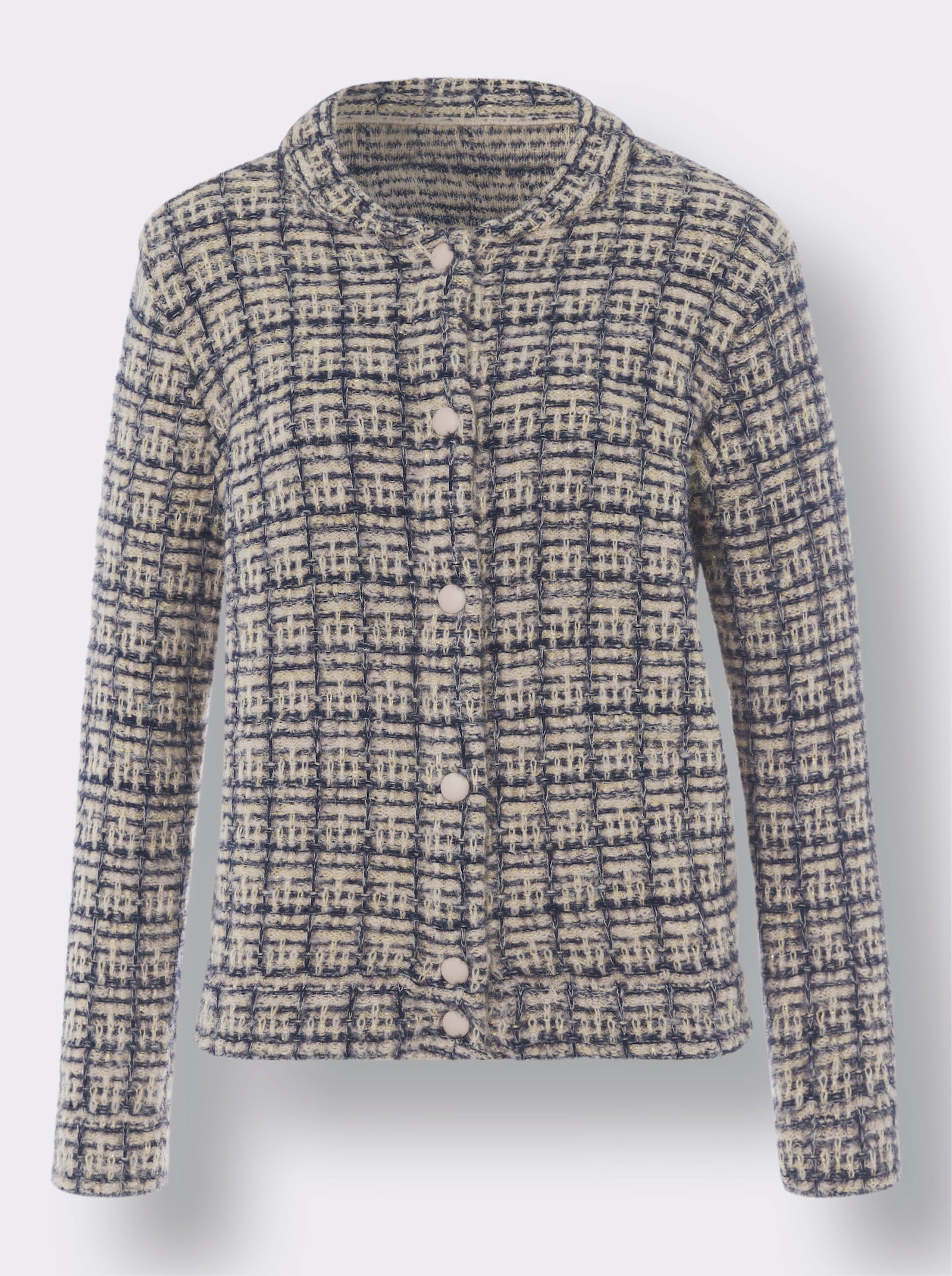 heine Veste blouson en tricot - bleu foncé-couleur ivoire à motifs