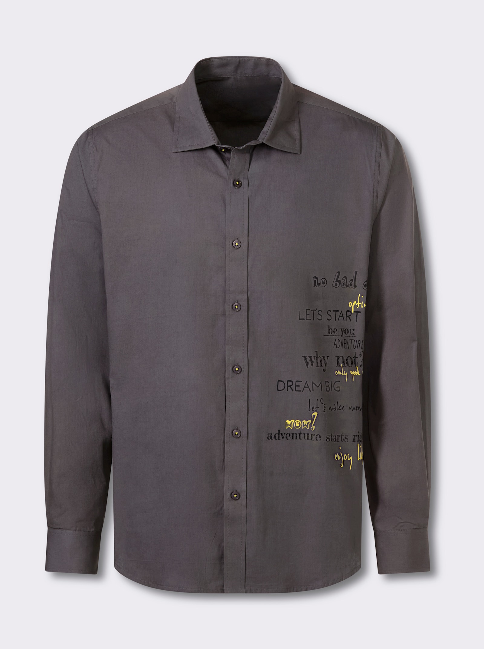 Marco Donati Langarmhemd mit seitlichem Print - anthrazit-bedruckt