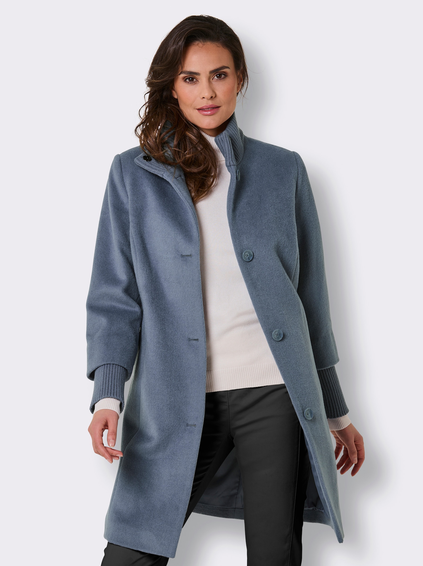 Manisa Wollmantel - taubenblau