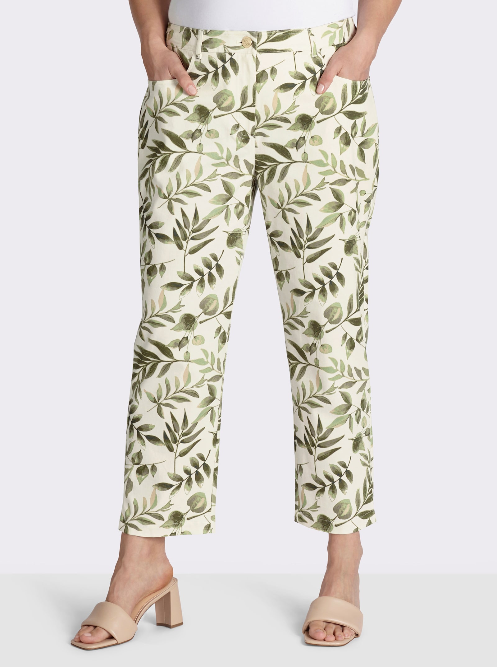 sheego Druckhose in schmaler Form - champagner-pistazie-gemustert