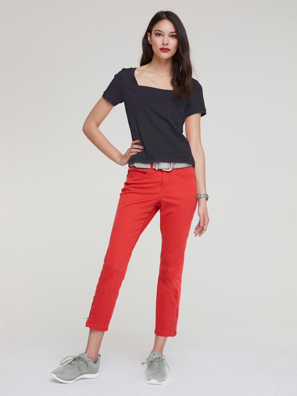 heine Broek met smalle pijpen - hibiscus