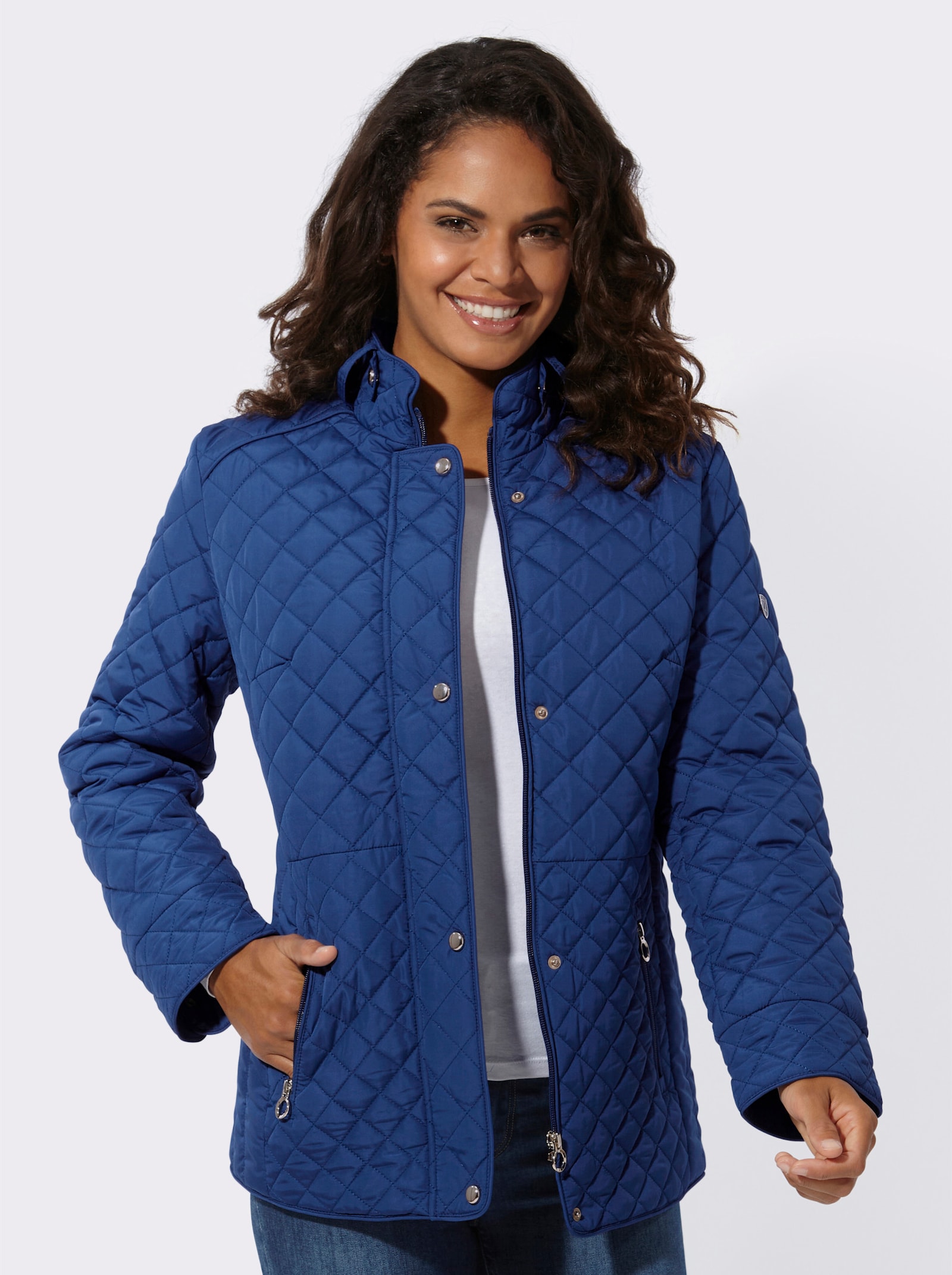 Steppjacke mit knöpfbarer Innentasche - royalblau