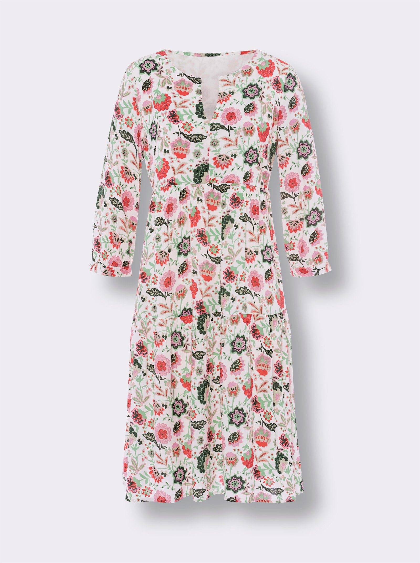 heine Druckkleid in Stufen-Optik - champagner-rosenquarz-bedruckt