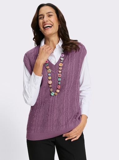 Pullunder mit Strickmuster-Mix - violett