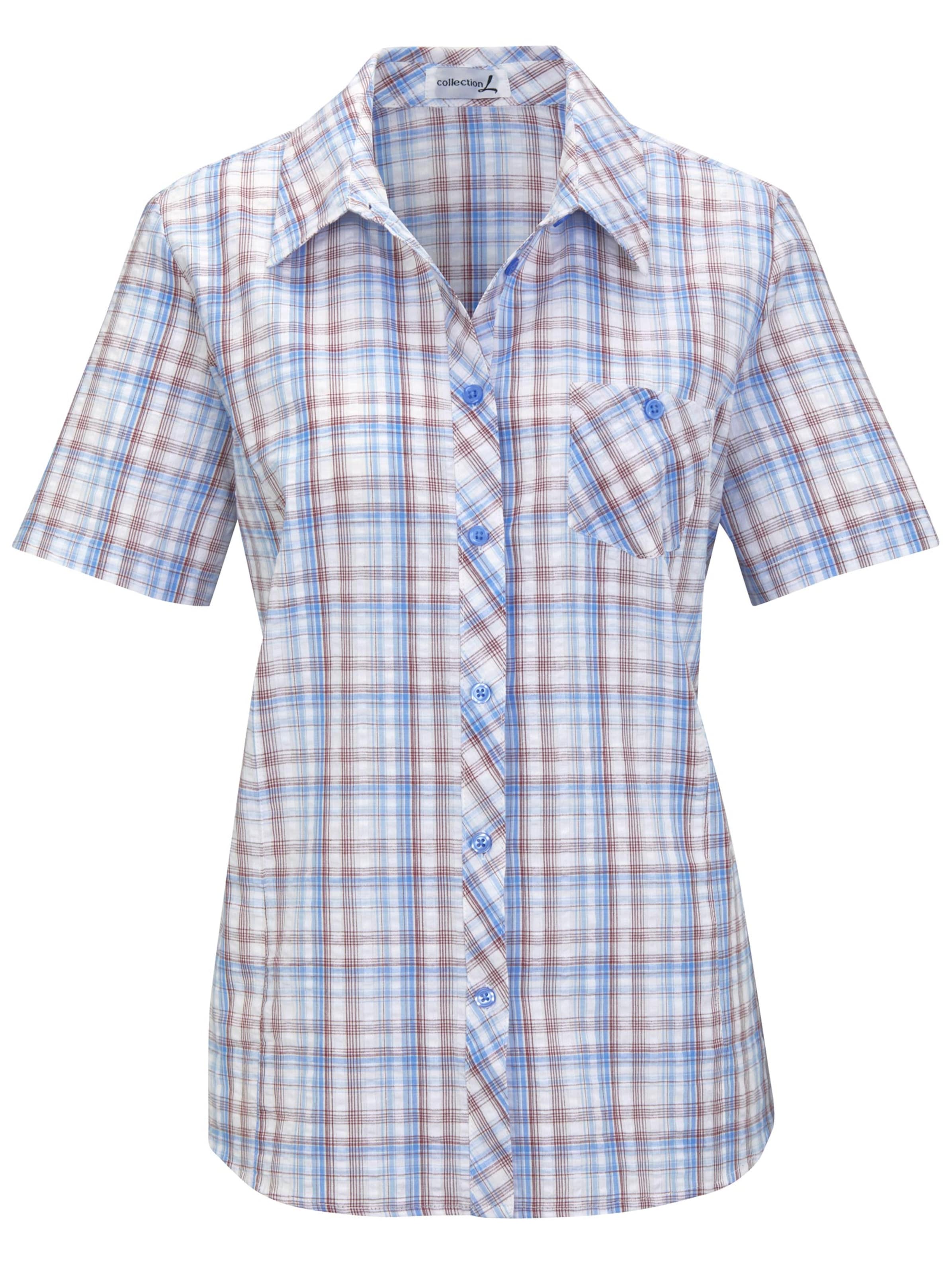 Baumwollbluse - jeansblau-kariert