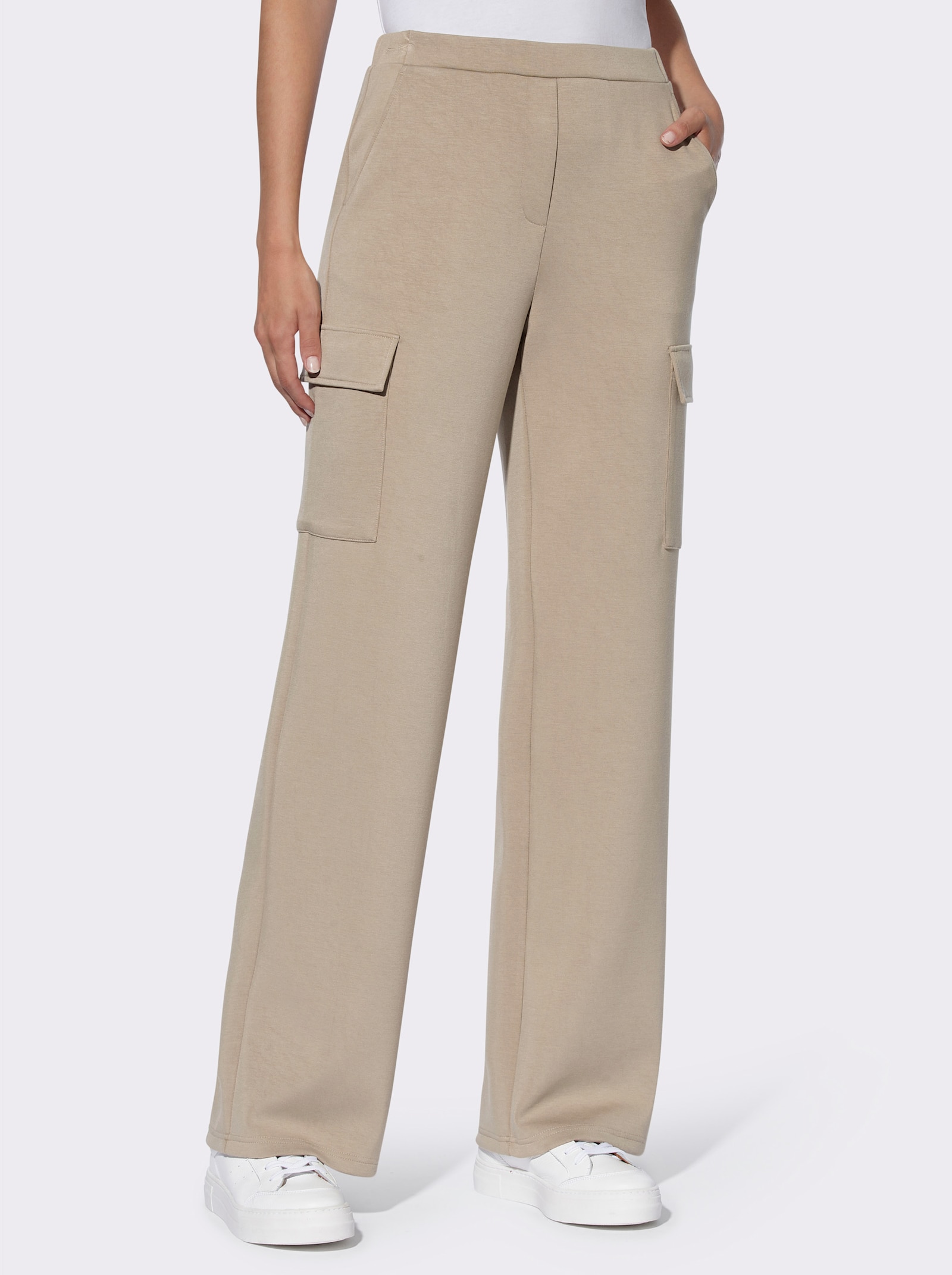 heine Pantalon en jersey avec poches cargo plaquées - beige