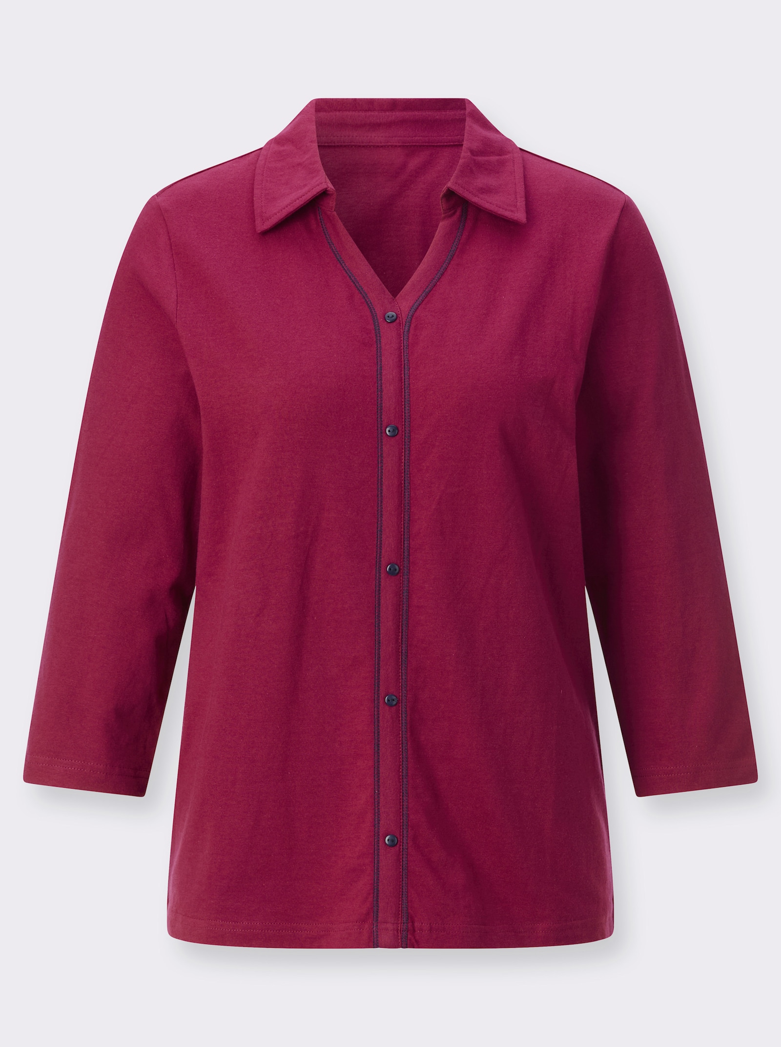 Poloshirt mit imitierter Knopfleiste - malve