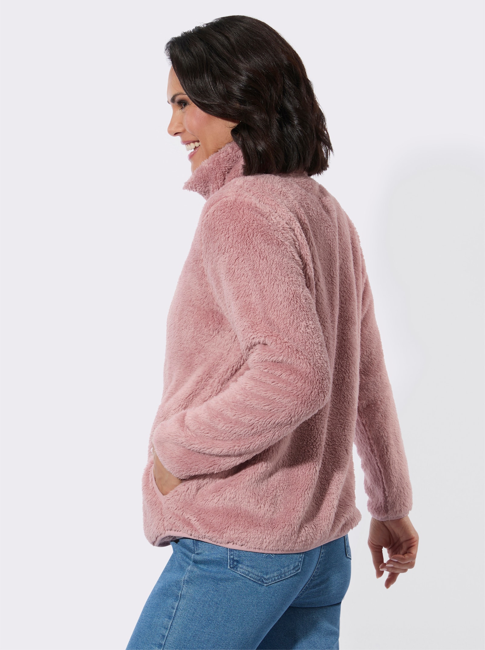 Fleecejacke in Teddy-Optik - hortensie