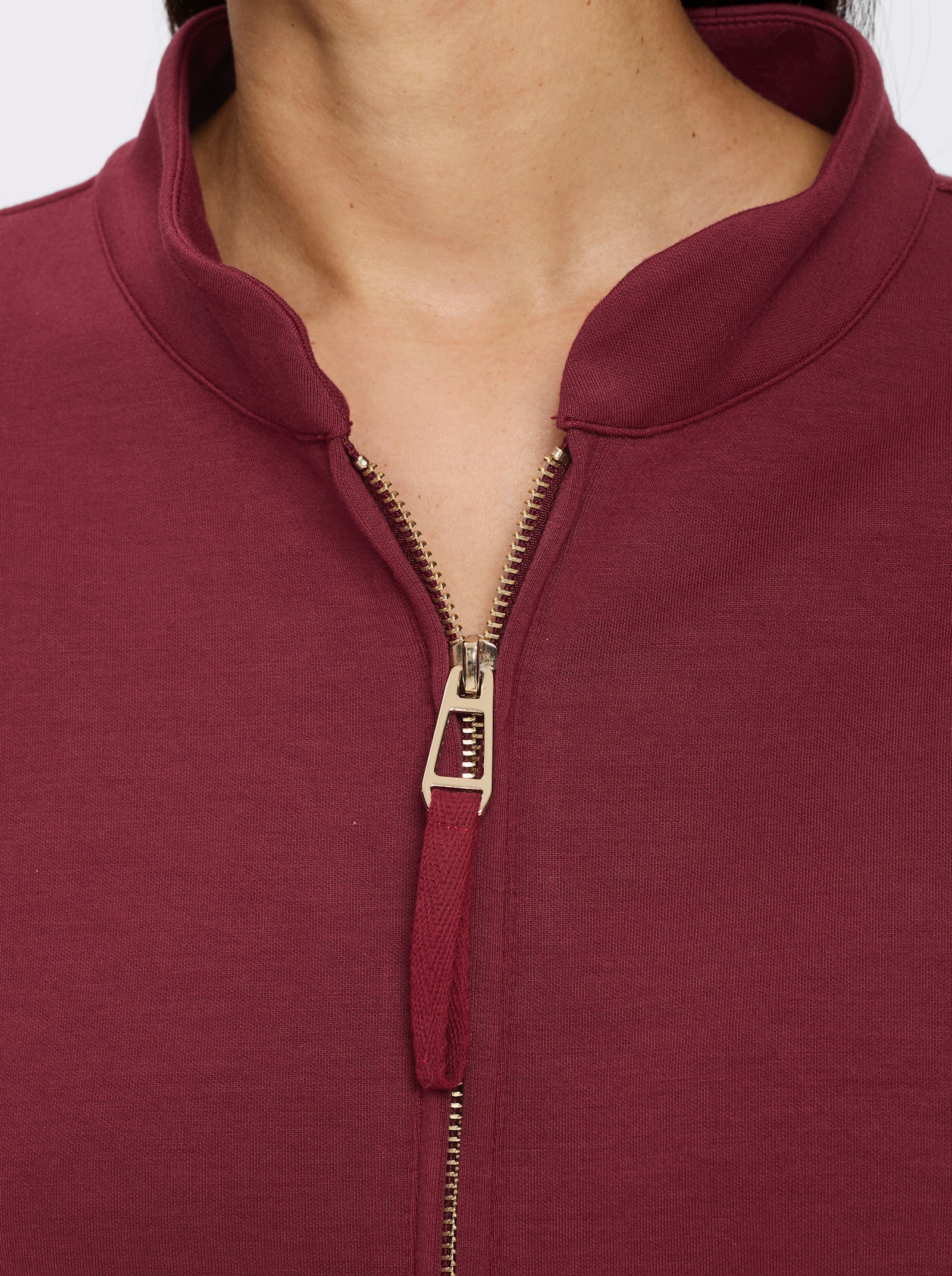 heine Sweatshirt mit Reißverschluss - dunkelrot