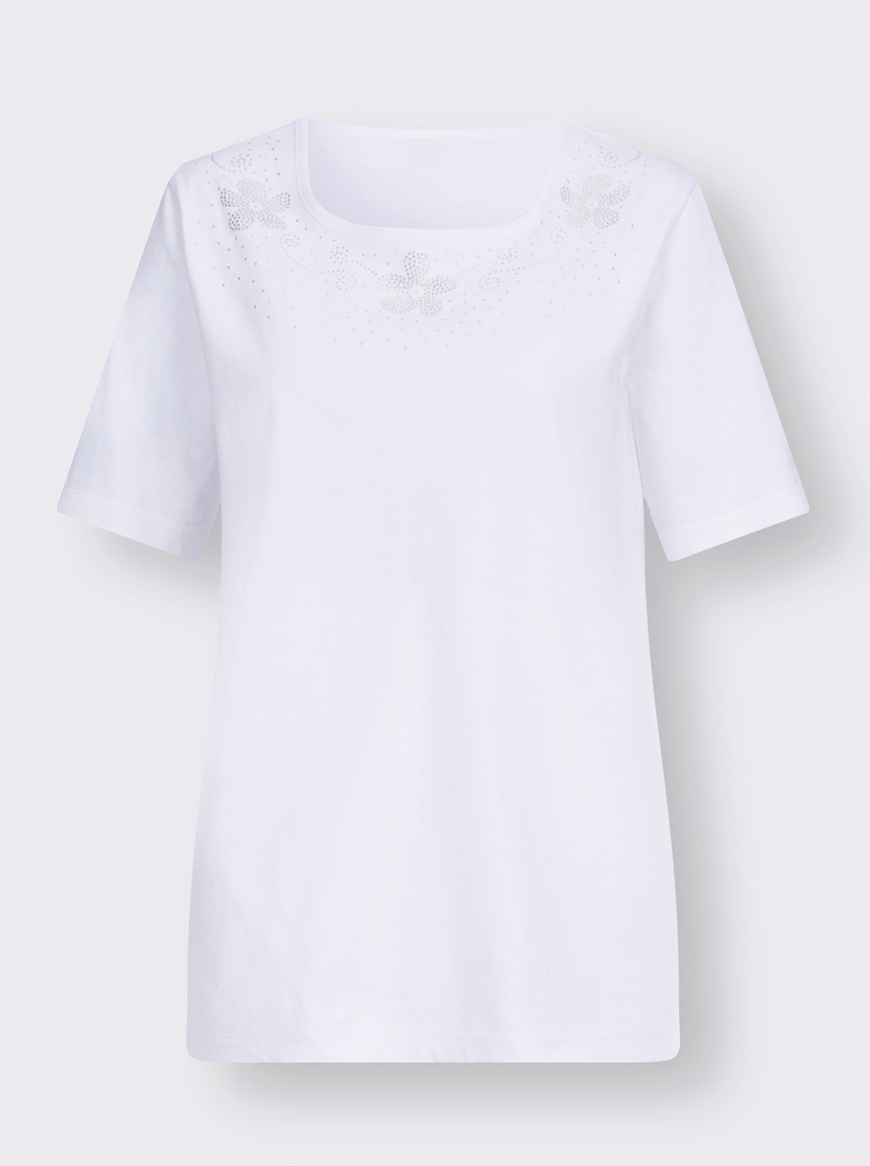 Kurzarm-Shirt - weiß-silberfarben