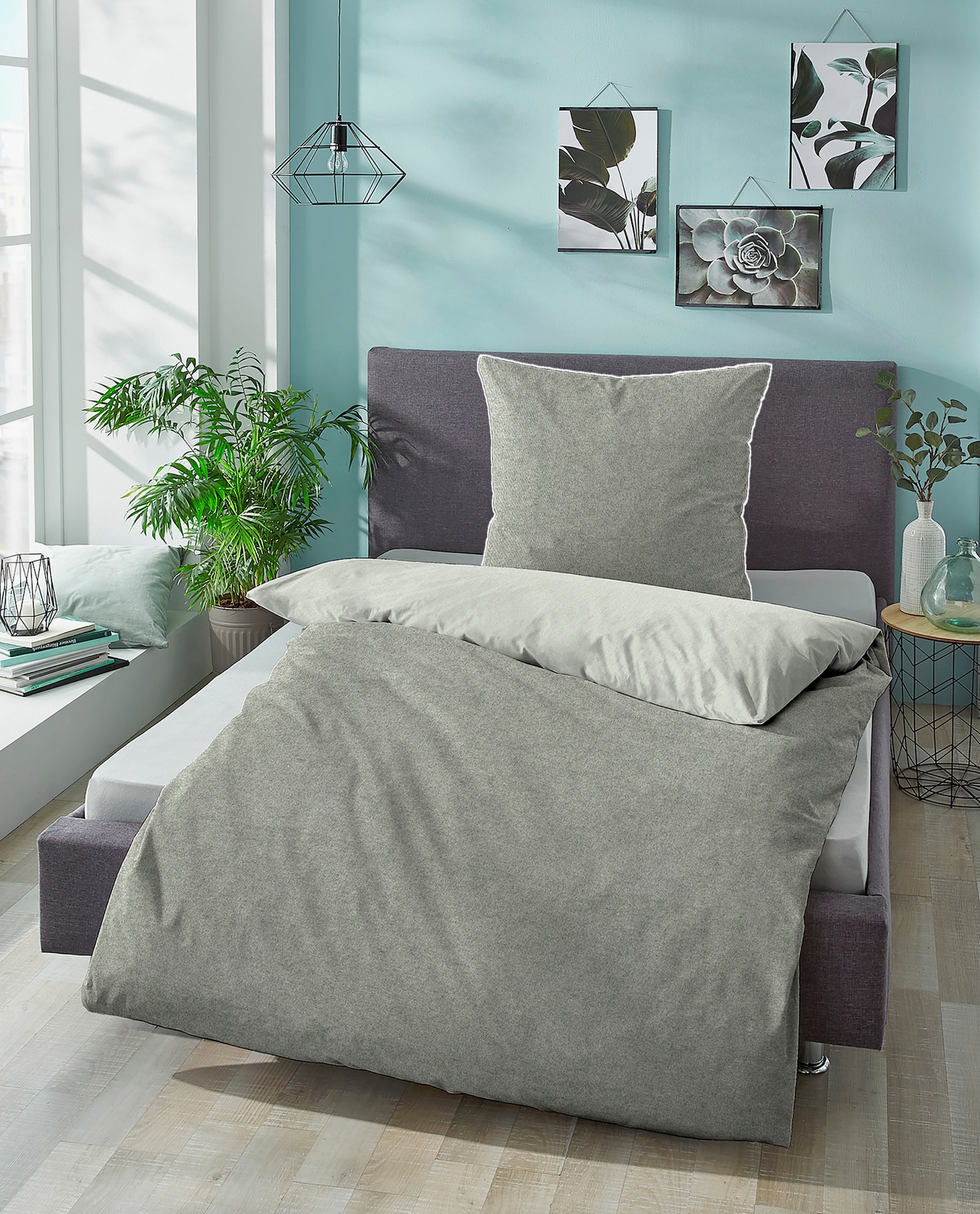 Biberna Bettwäsche - hellgrau-grau