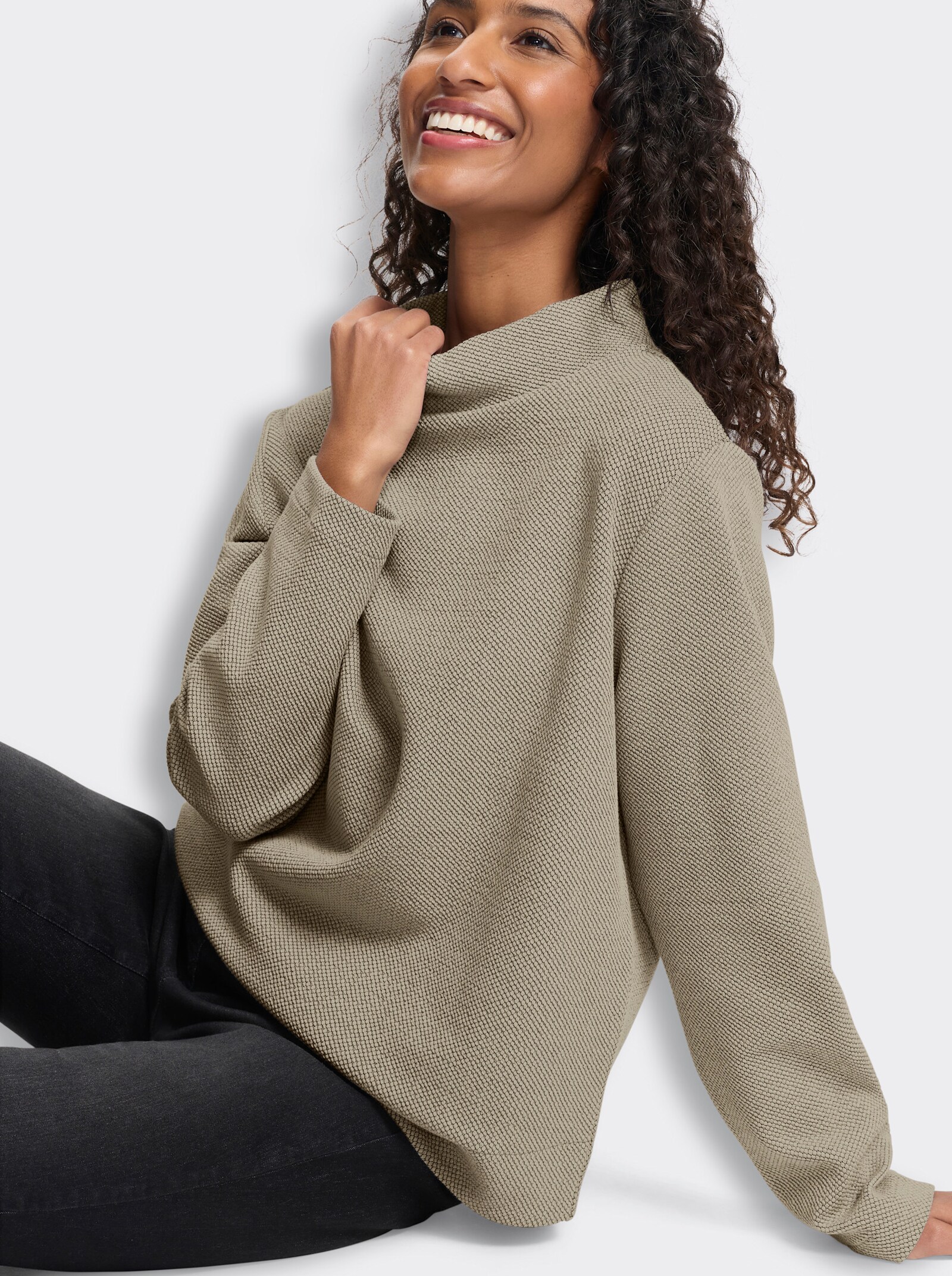 heine Sweatshirt in Melange-Optik - sand