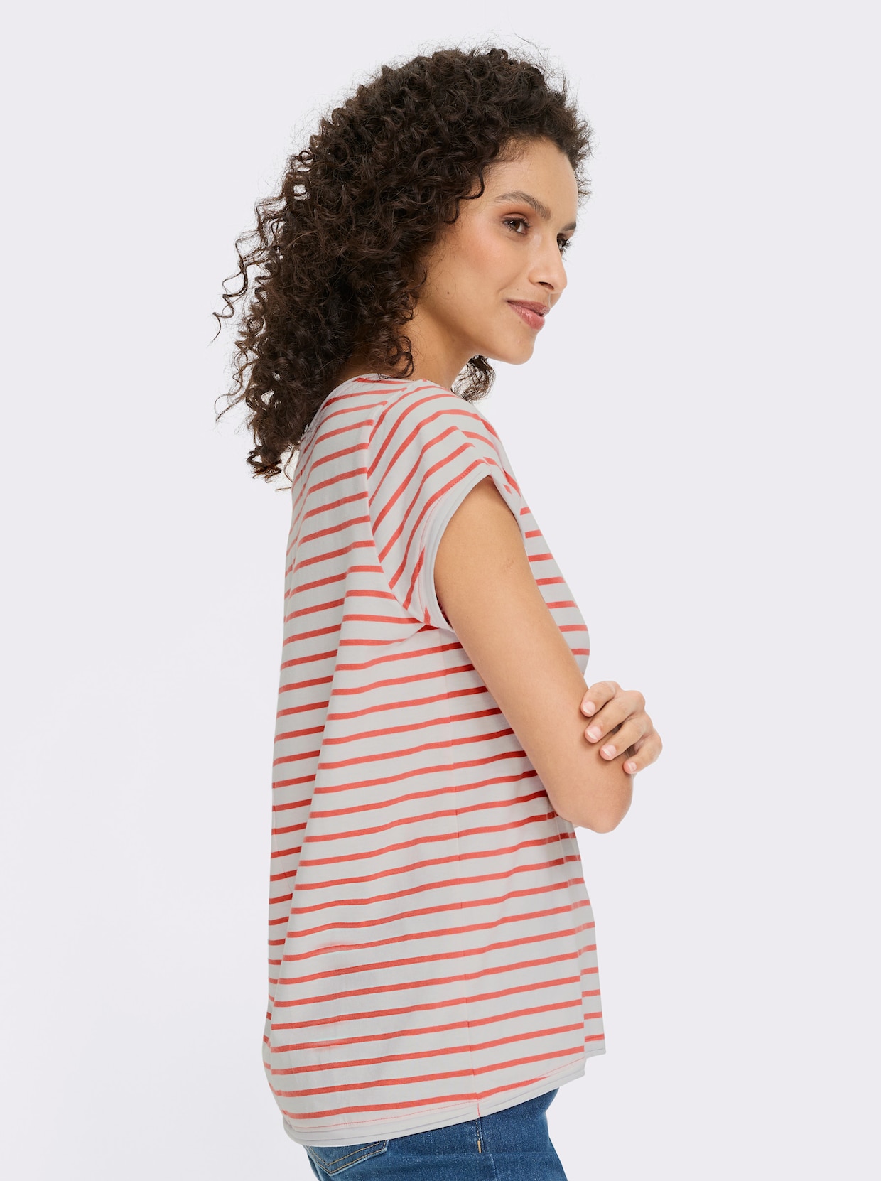 heine T-Shirt - weiss-grapefruit-geringelt