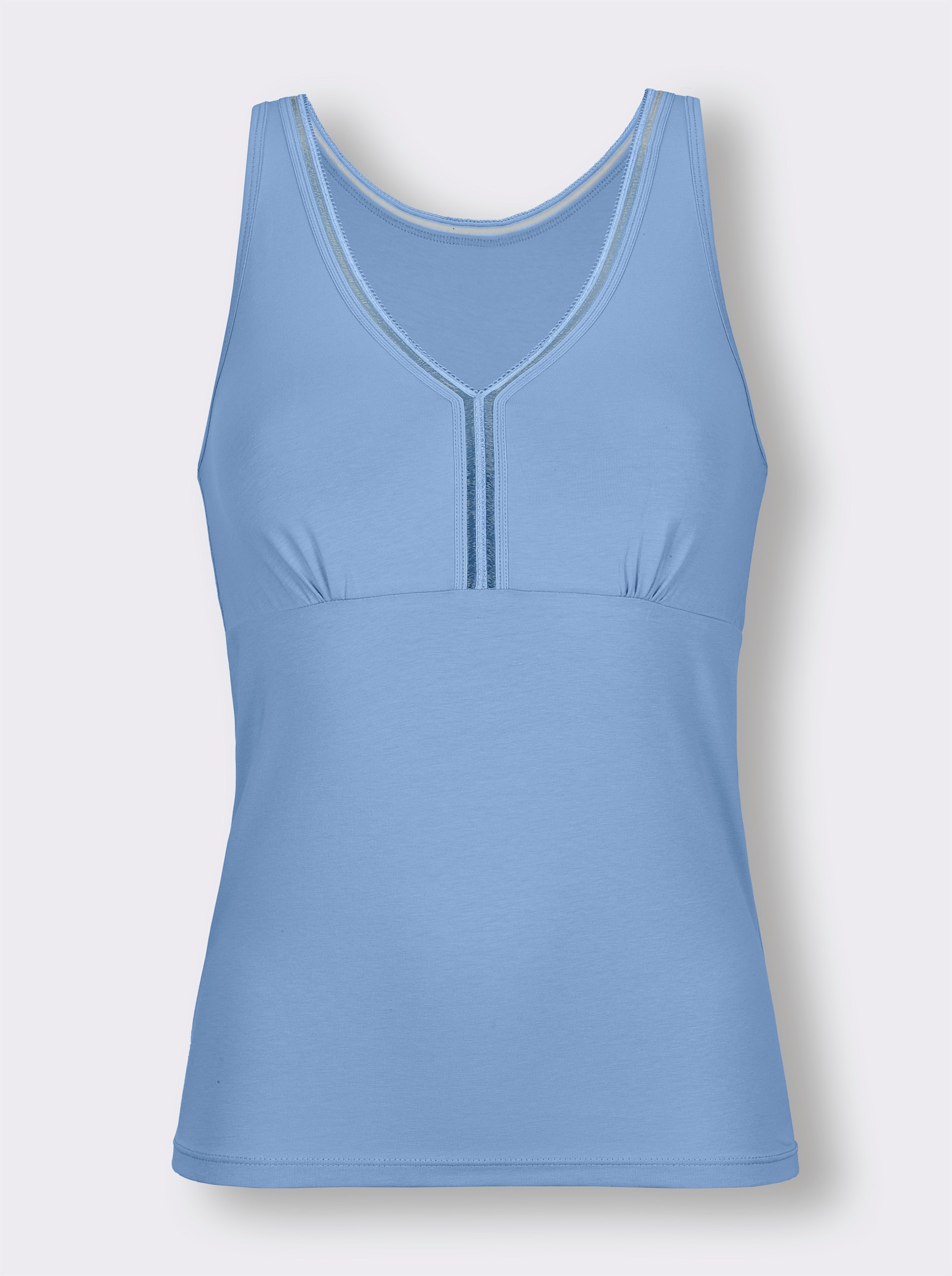 wäschepur BH-linne med elastiskt dekorband - himmelsblå