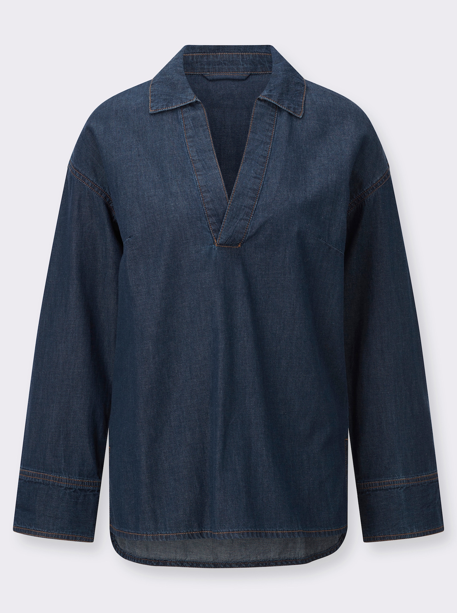 Jeansbluse im leichten Oversize-Schnitt - blue-stone-washed