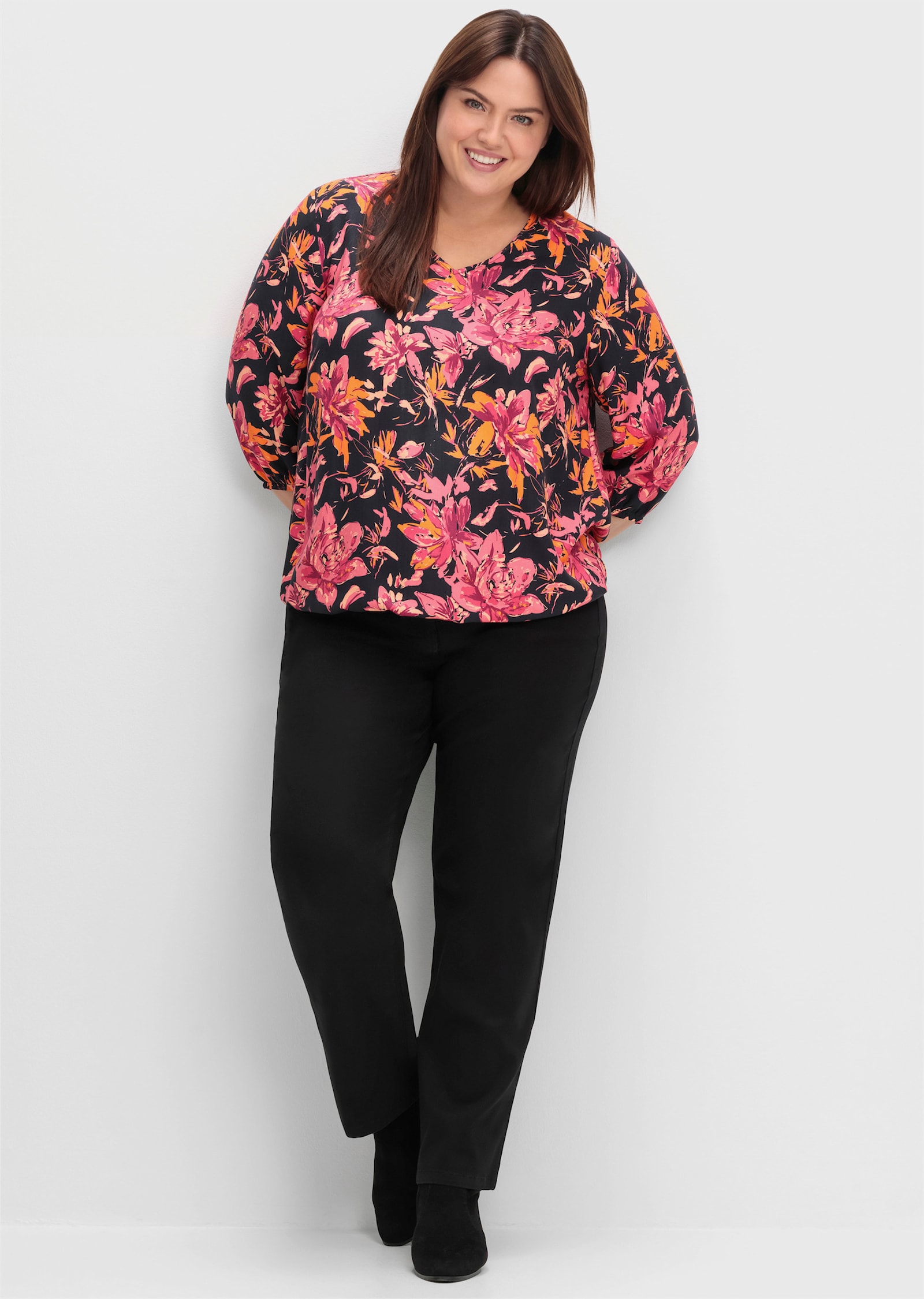 sheego Stretch-Hose mit Shaping-Einsatz - schwarz