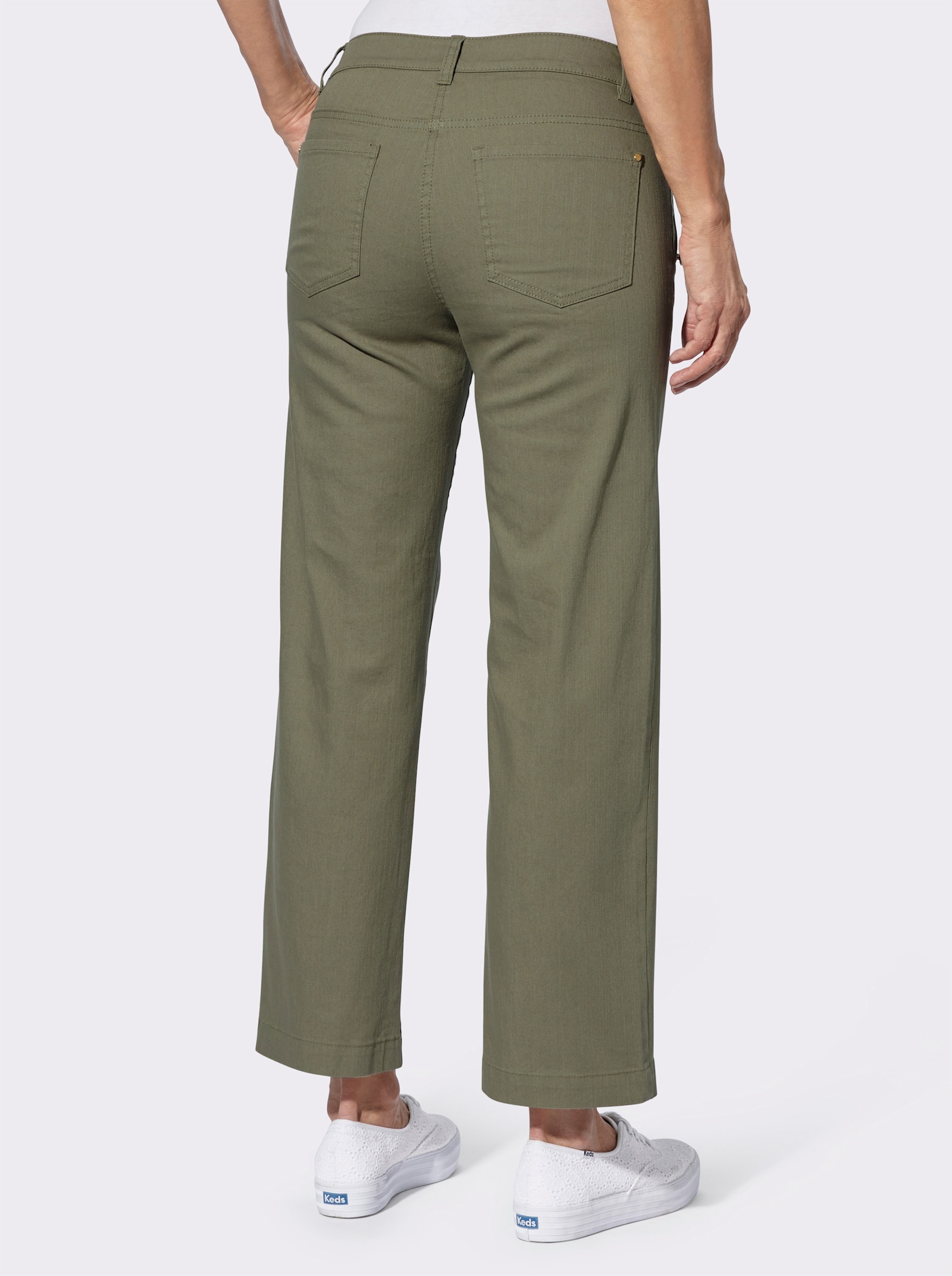 Broek met sierknopen - kaki