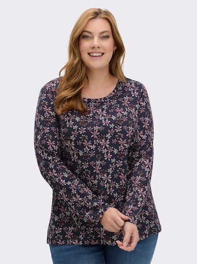 Print-Shirt mit langen Ärmeln - marine-rosenquarz-bedruckt