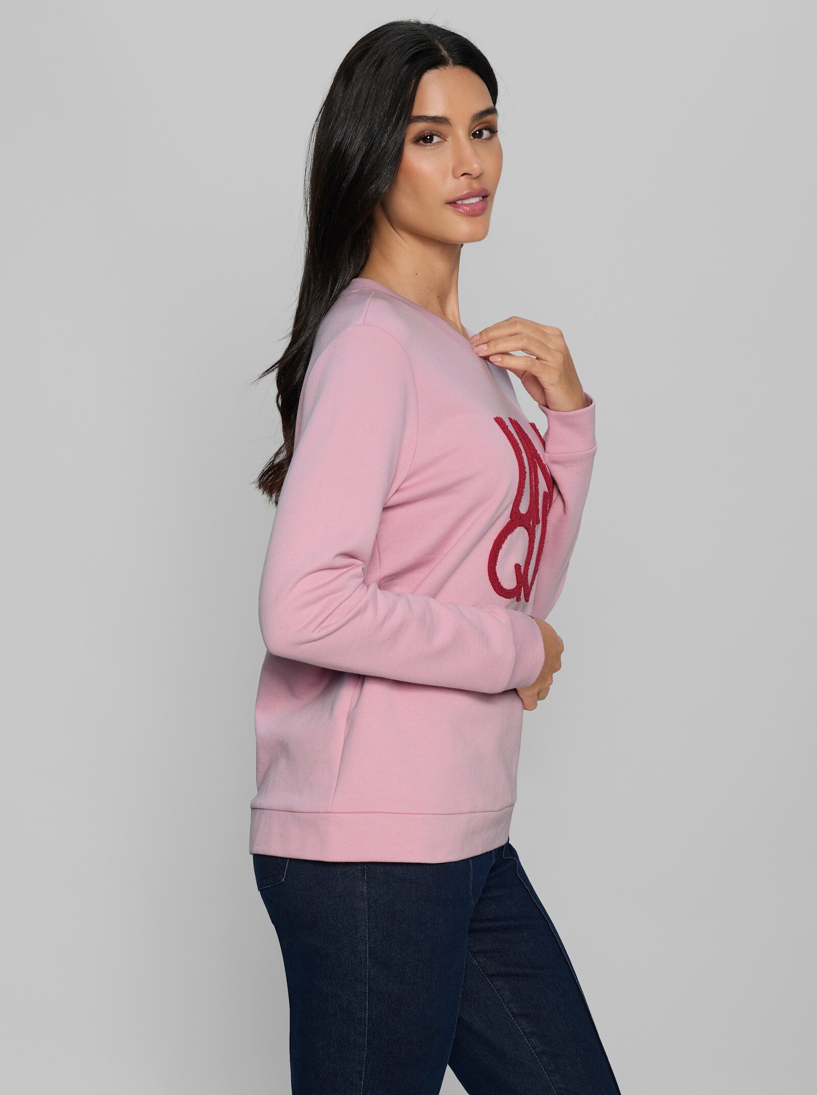 heine Sweatshirt mit Schriftzug - rosé