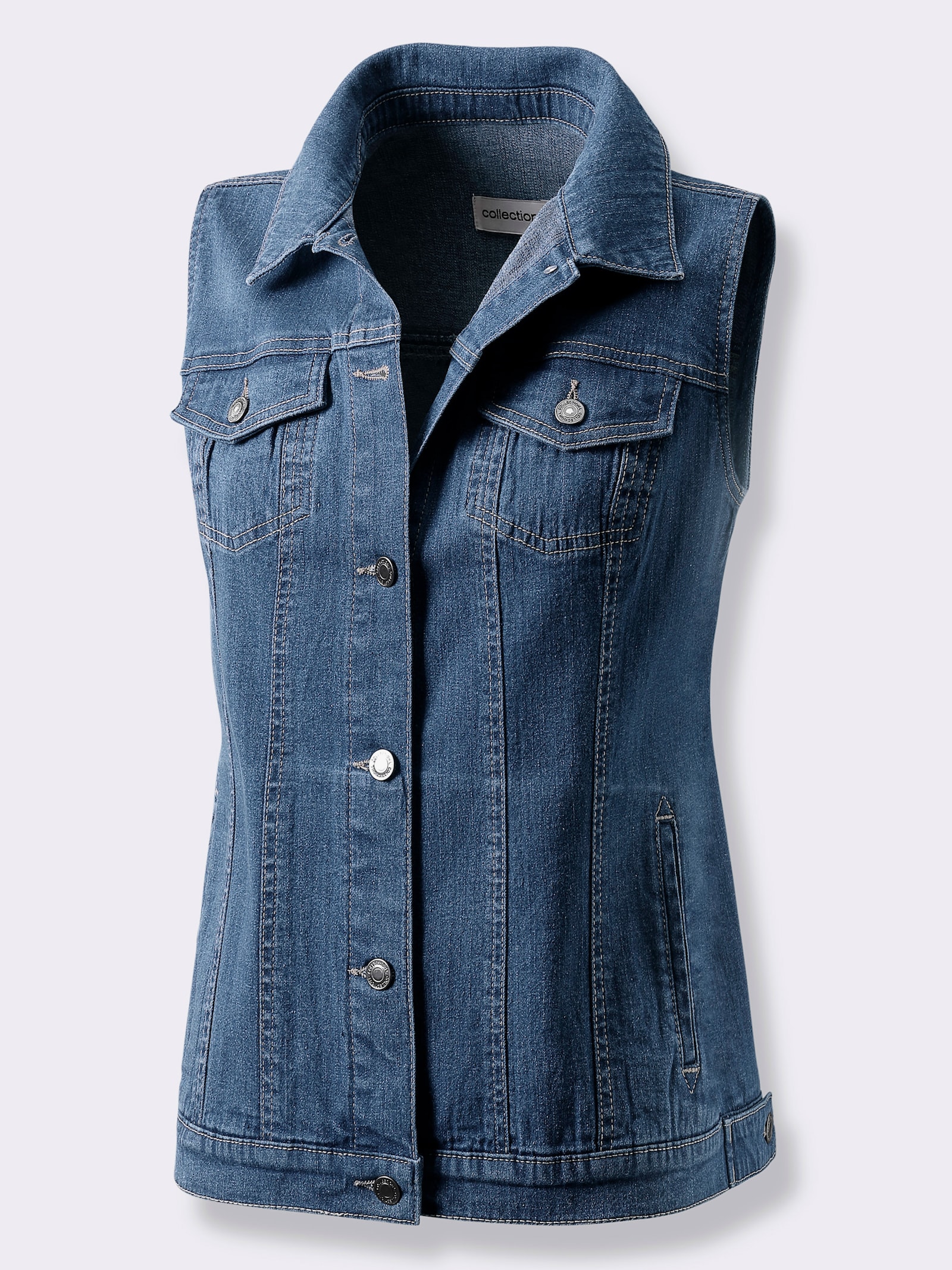 Jeansweste mit weitenverstellbarem Saum - blue-stone-washed