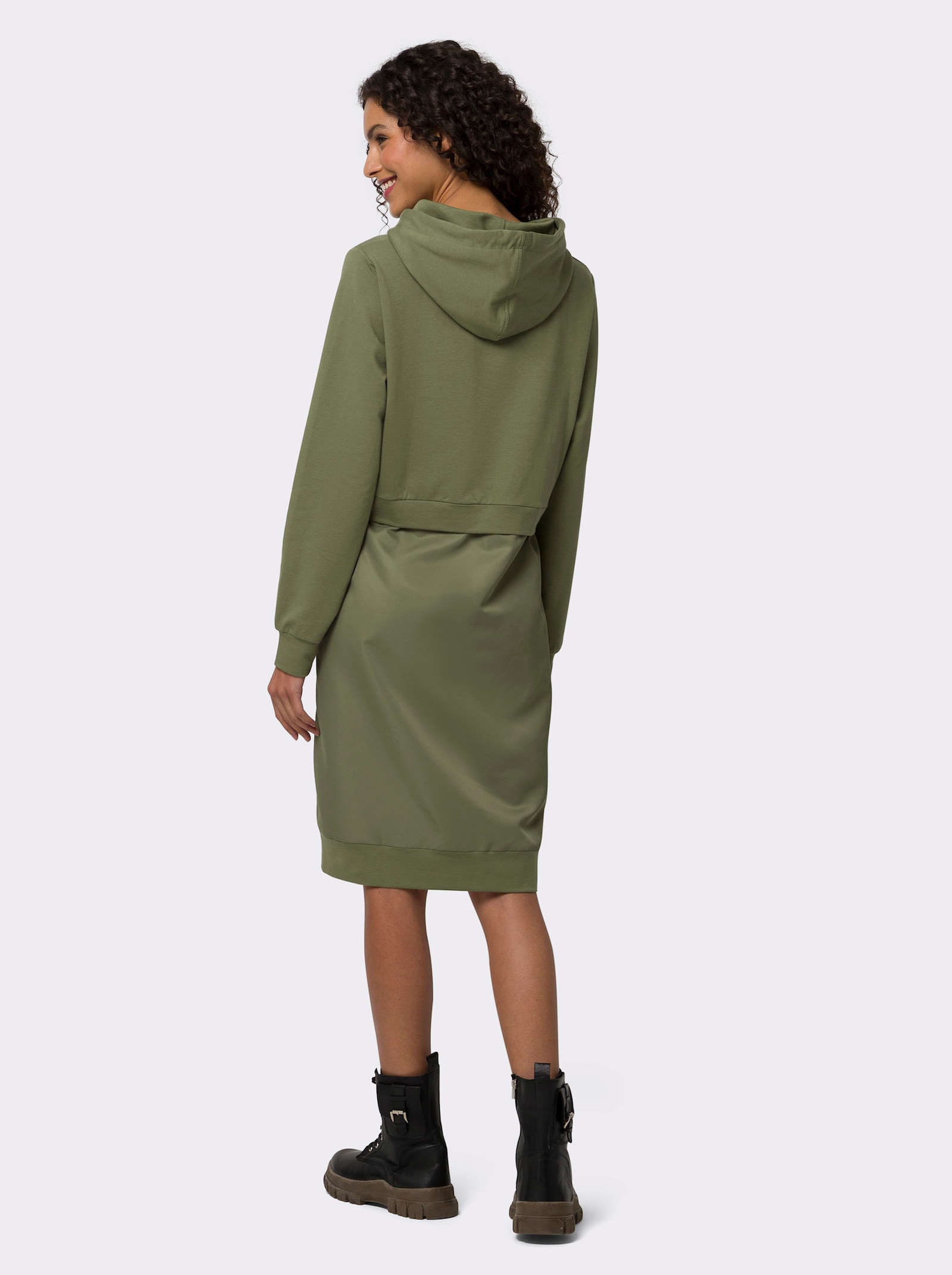 heine Shirtkleid mit Kapuze, 2-in-1-Optik - khaki
