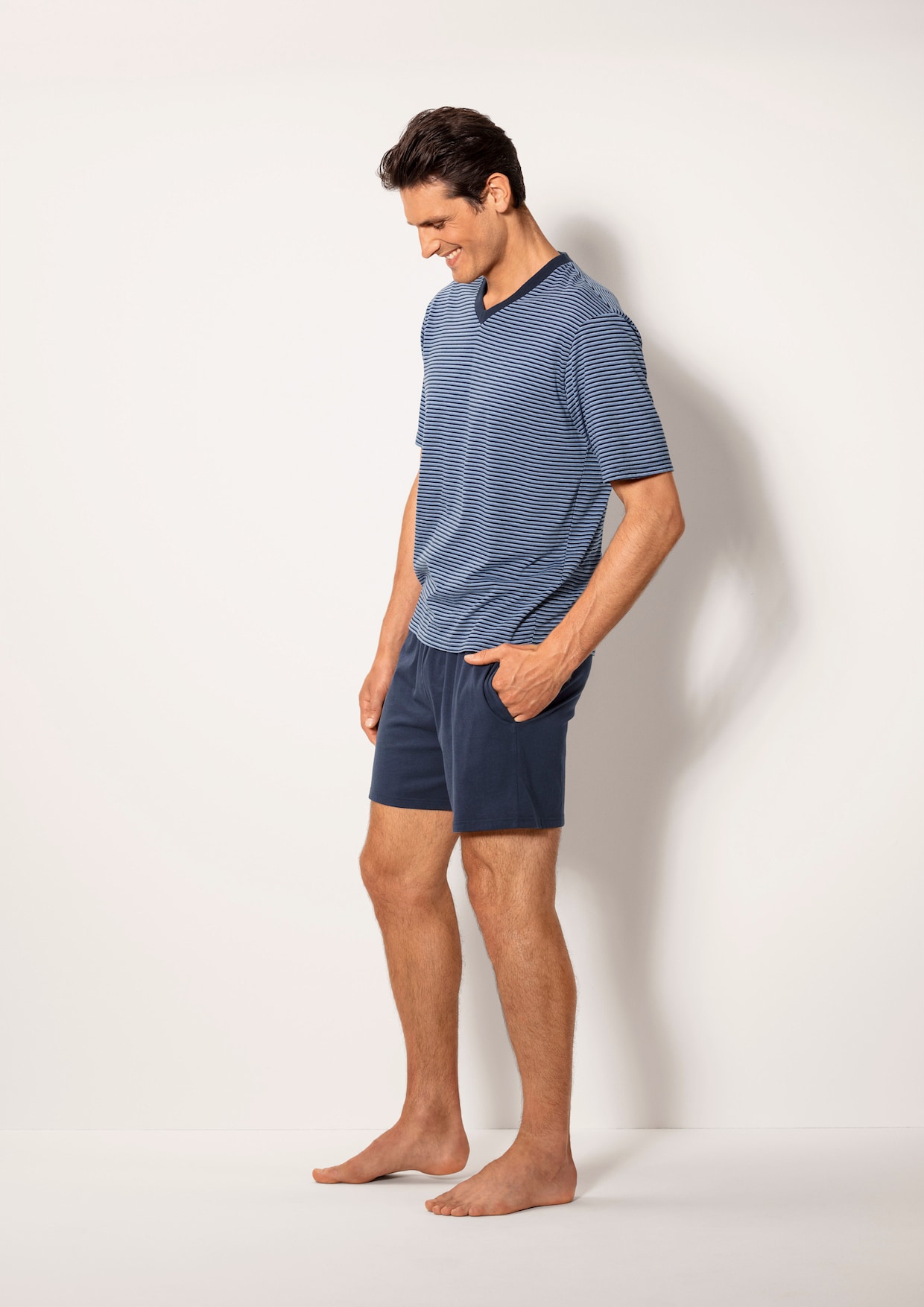 Pyjama - blau-marine, grau-anthrazit