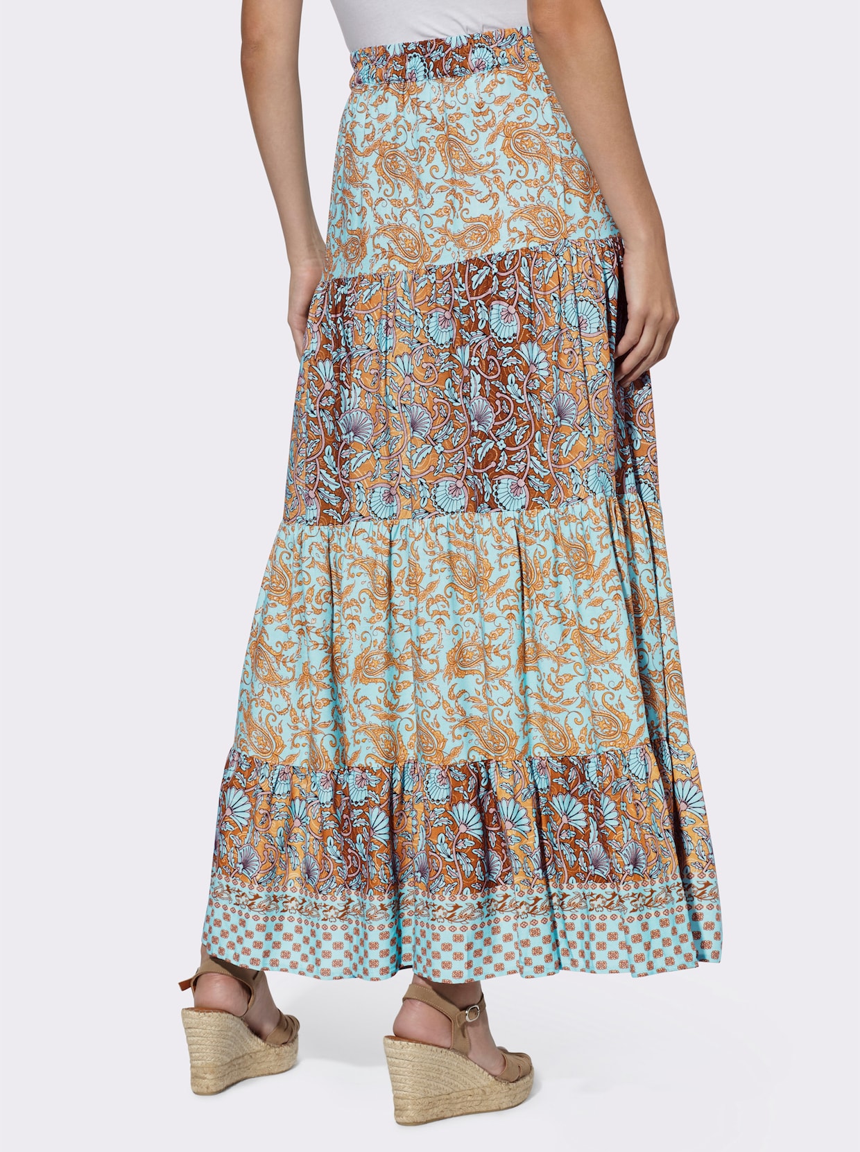 heine Rok met print - aquamarine/bruin bedrukt