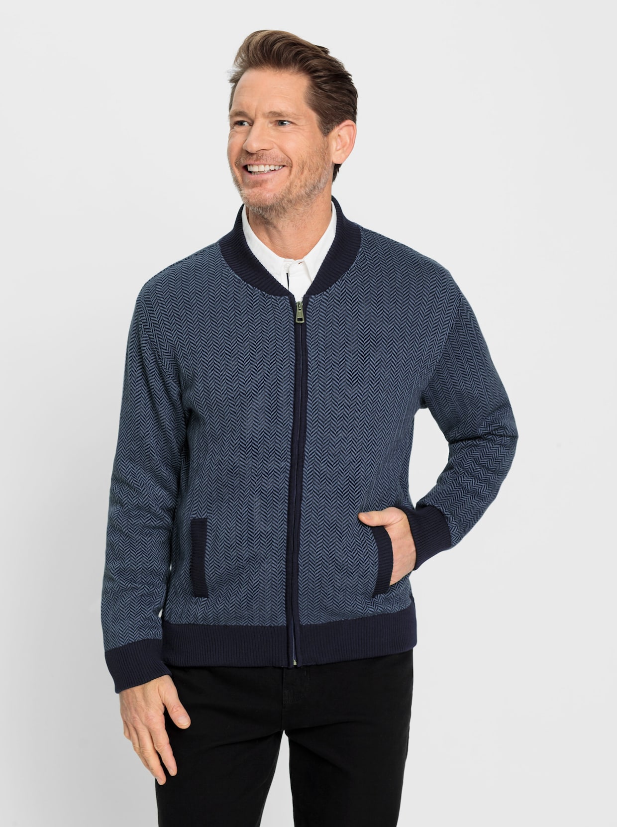 Marco Donati Strickjacke - marine-gemustert