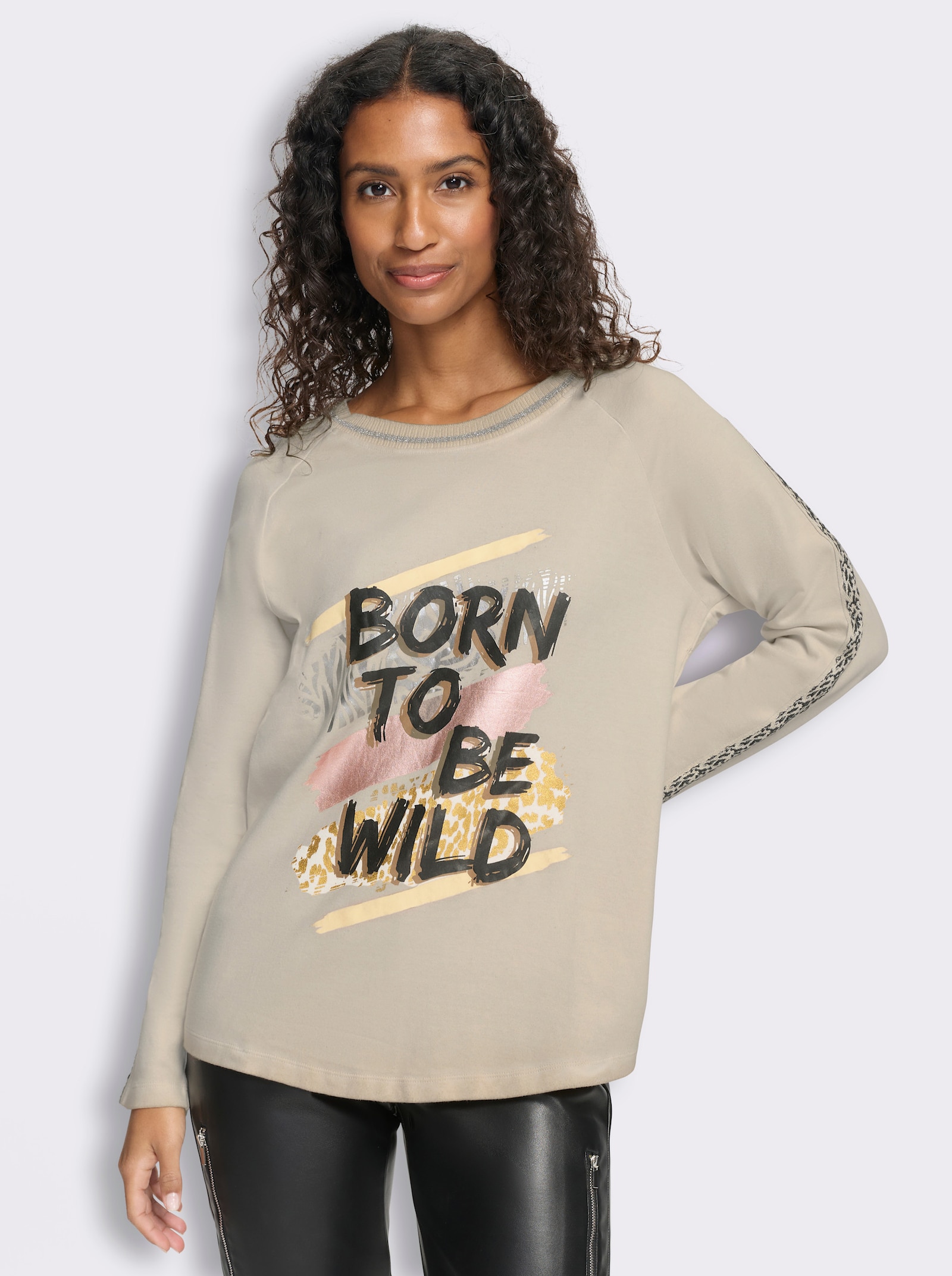 heine Langarmshirt mit Frontprint - sand
