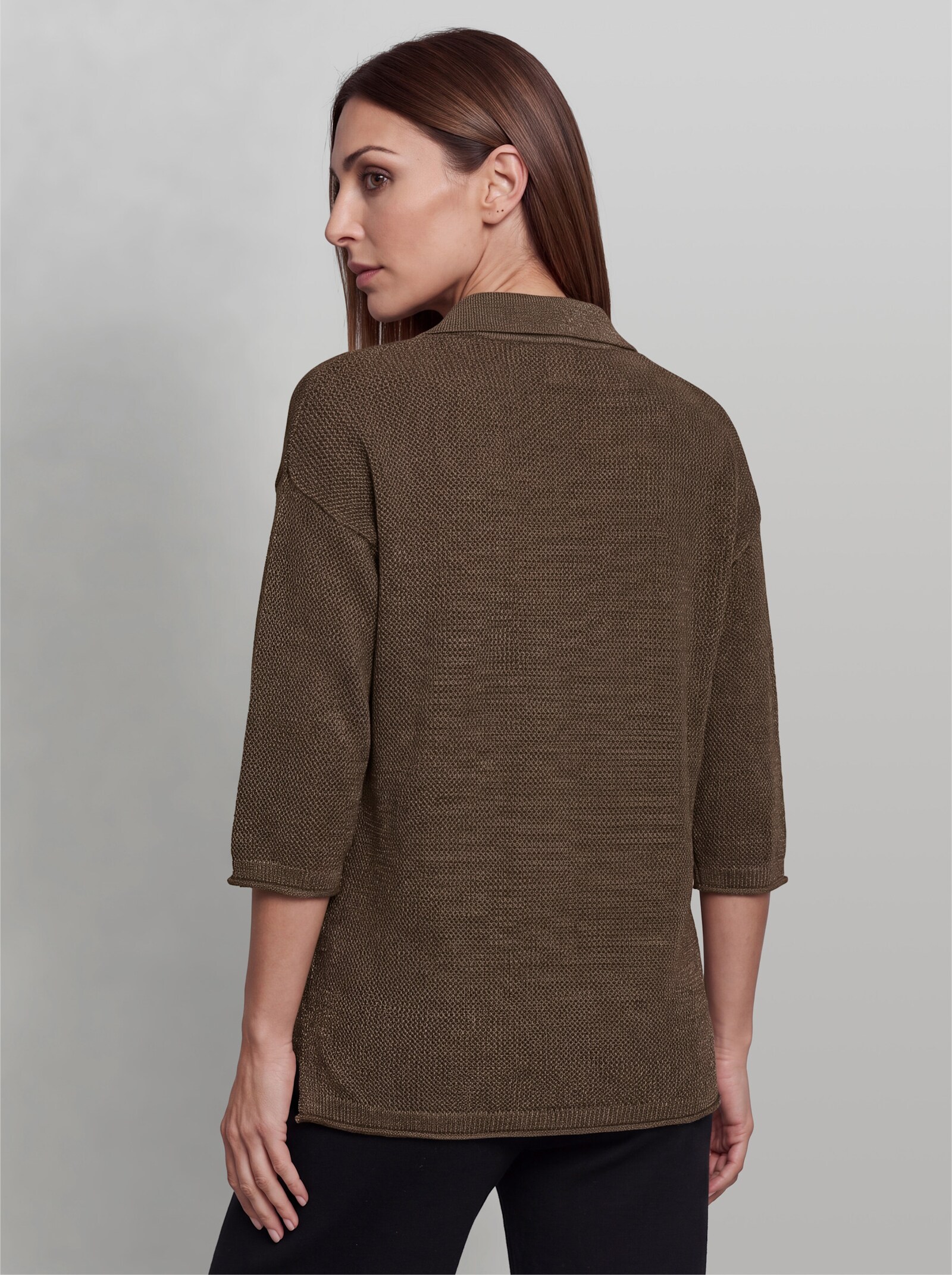 heine Kurzarmpullover aus Ajourstrick - schoko
