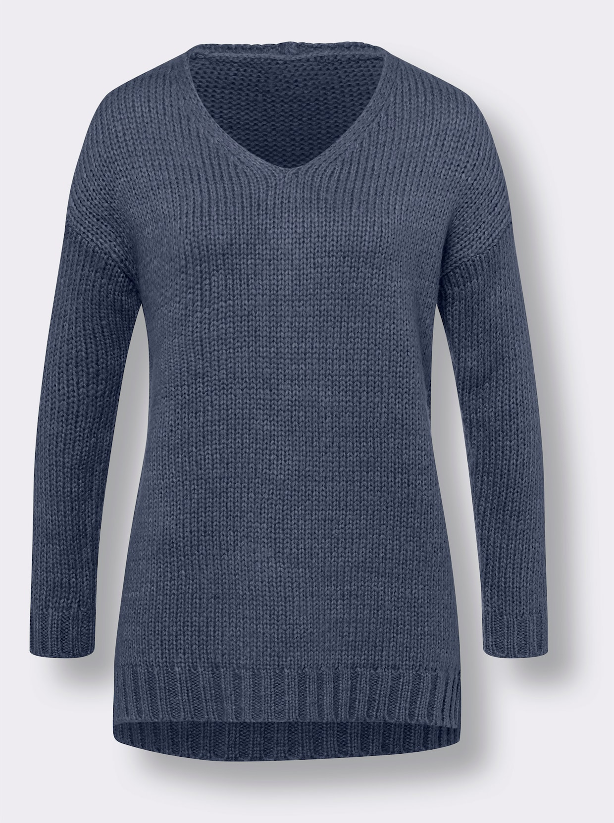 heine Pullover met V-hals - rookblauw gemêleerd