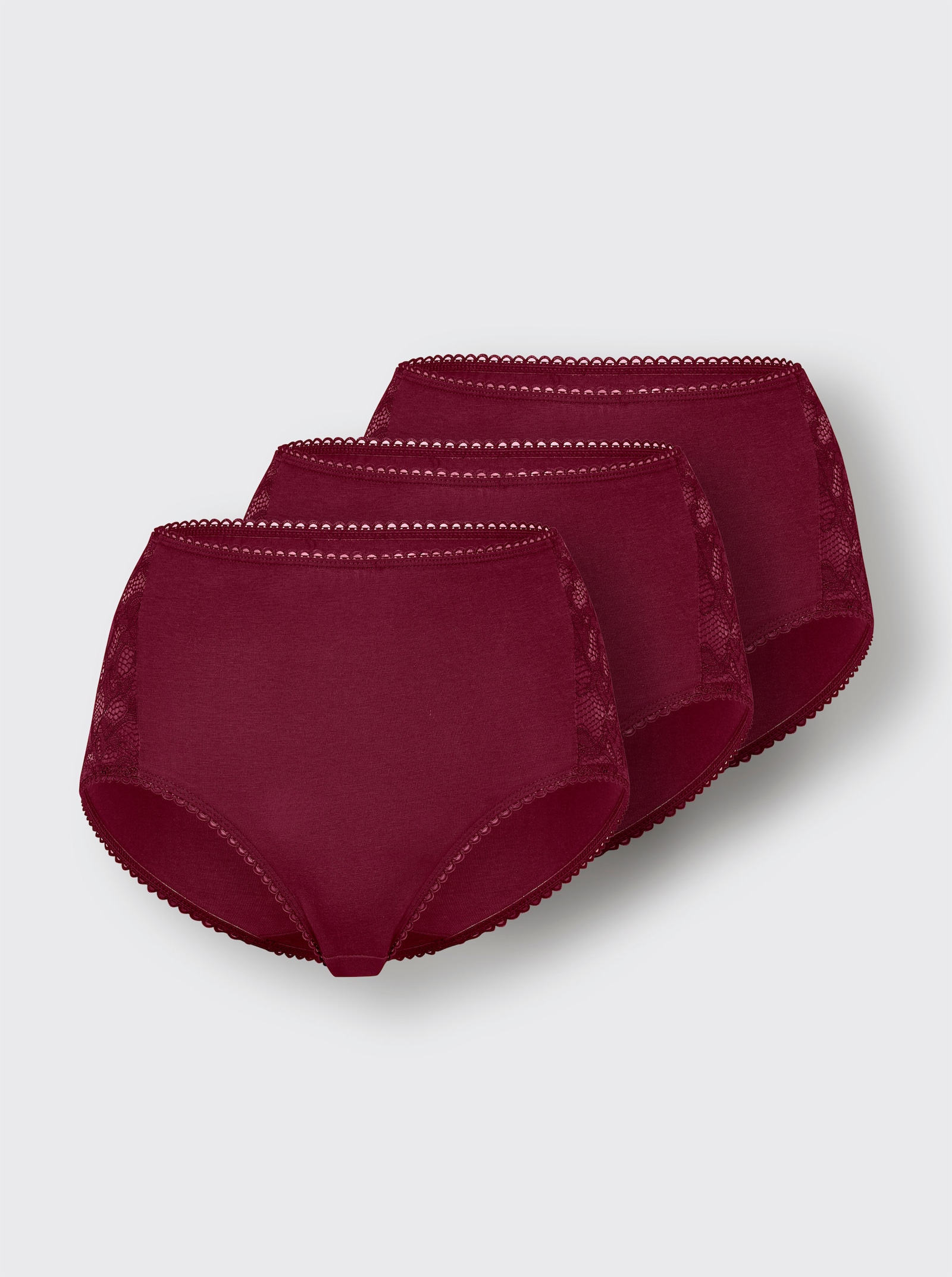 wäschepur Taillenslip mit breitem Spitzen-Einsatz - bordeaux