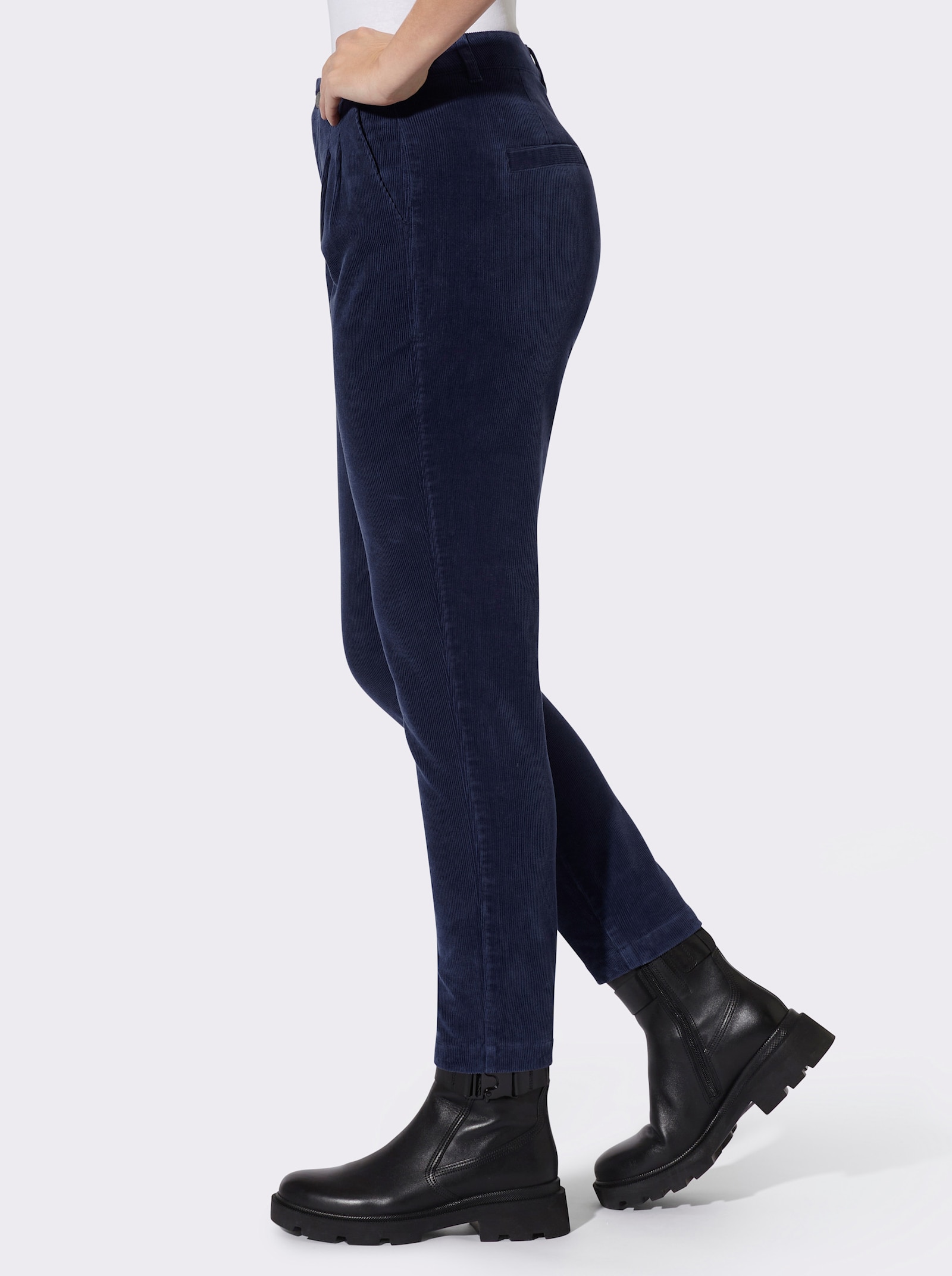 heine Cordhose mit Bundfalten - marine