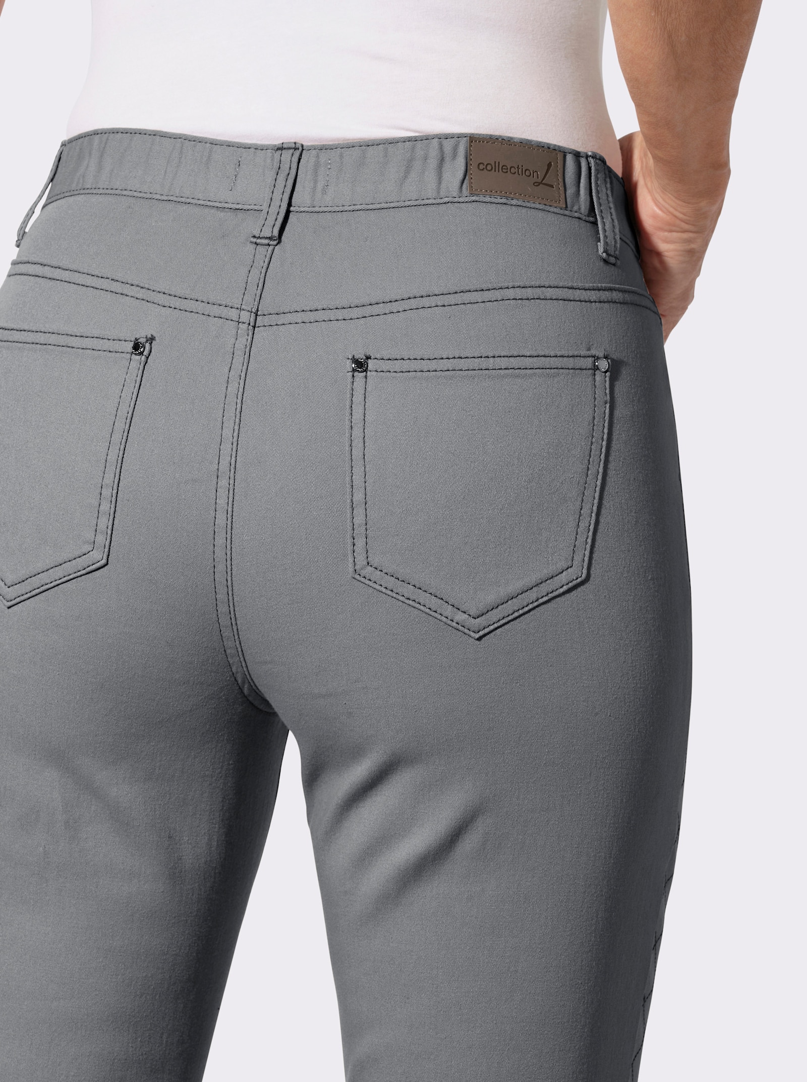 5-Pocket-Jeans mit Rauten-Steppung - light grey-denim